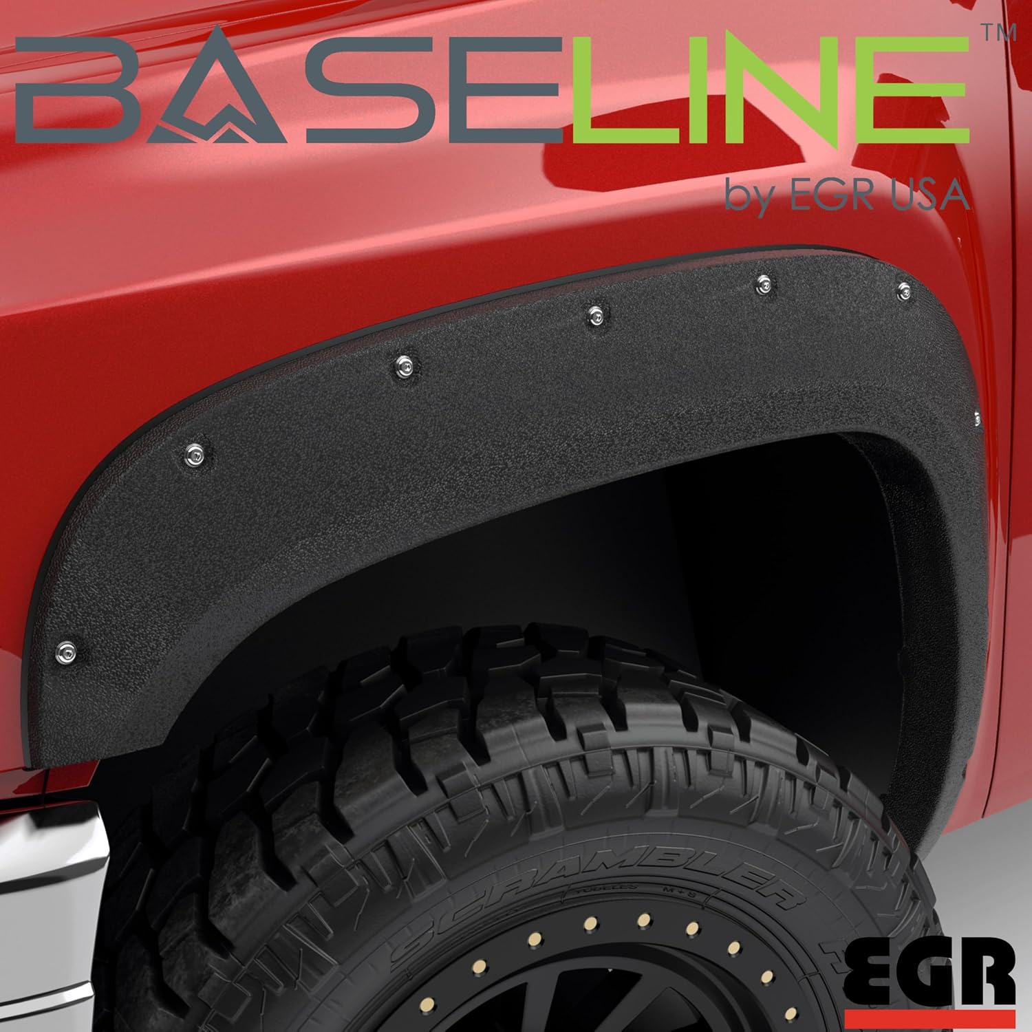 EGR BLF1024 Baseline Series Bolt-on Style Fender Flares Compatible with Chevy Silverado 1500 Standard, Extended & Crew Cab (07-13), 2500HD/3500HD Standard, Extended, & Crew Cab (15-19) (Non Dually)