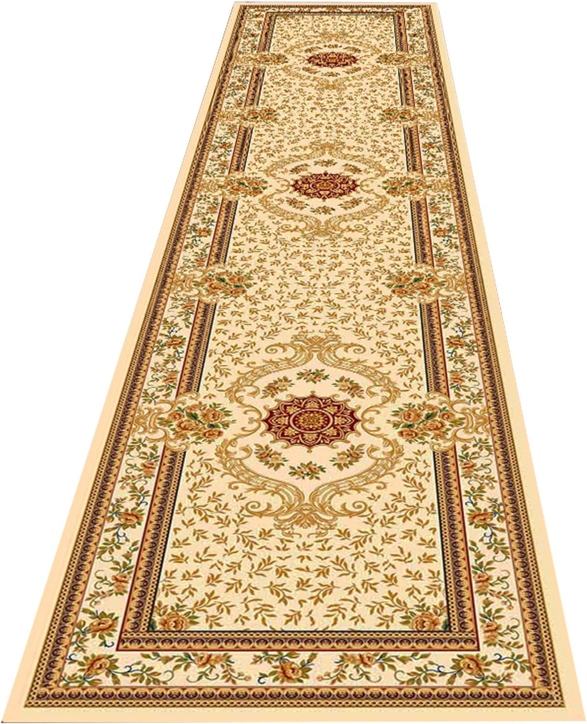 6ft/ 5ft/ 4ft/ 3ft/ 2ft Ultra Wide Commercial Hallway Rug/Gold Modern Hall Runner Carpet, with Black Frame & Rubber Backing, 6mm Thick Water Absorb Washable Floor Mat/Pad (Color : W X L, Size : 6X
