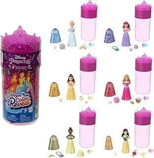 Mattel 986A-HPX39 Disney Princess Color Reveal! Water Color Magic (Surprise Collection 2 Mini Doll), Surprise Pack, Dress ...