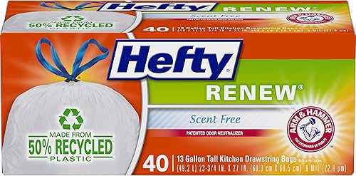 Miniatura 1 de Hefty Renew - Bolsas de basura altas para cocina, 13 galones, 40 unidades