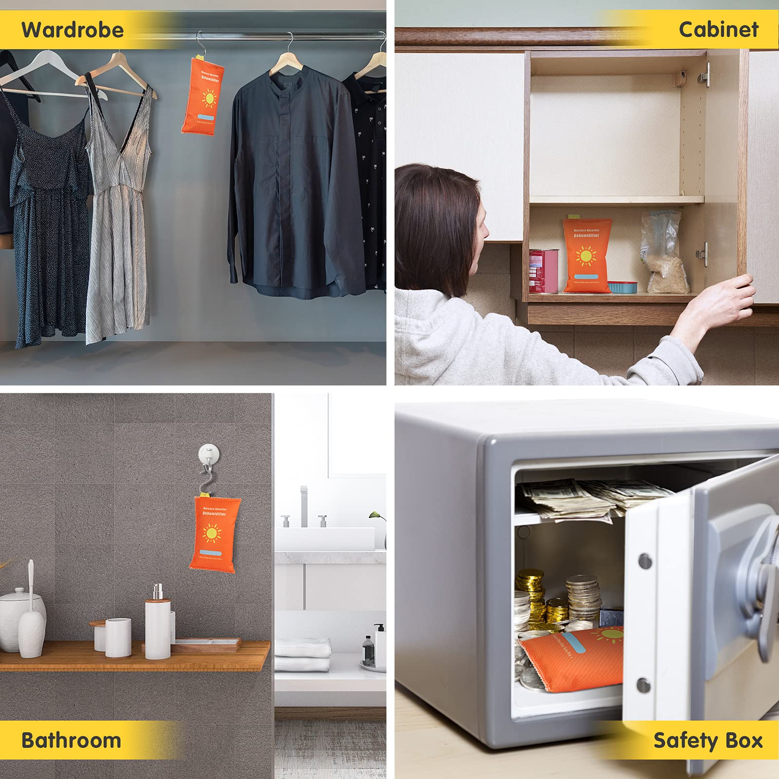 Gocheer Reusable Moisture Absorber, Hangable Dehumidifier Bag for