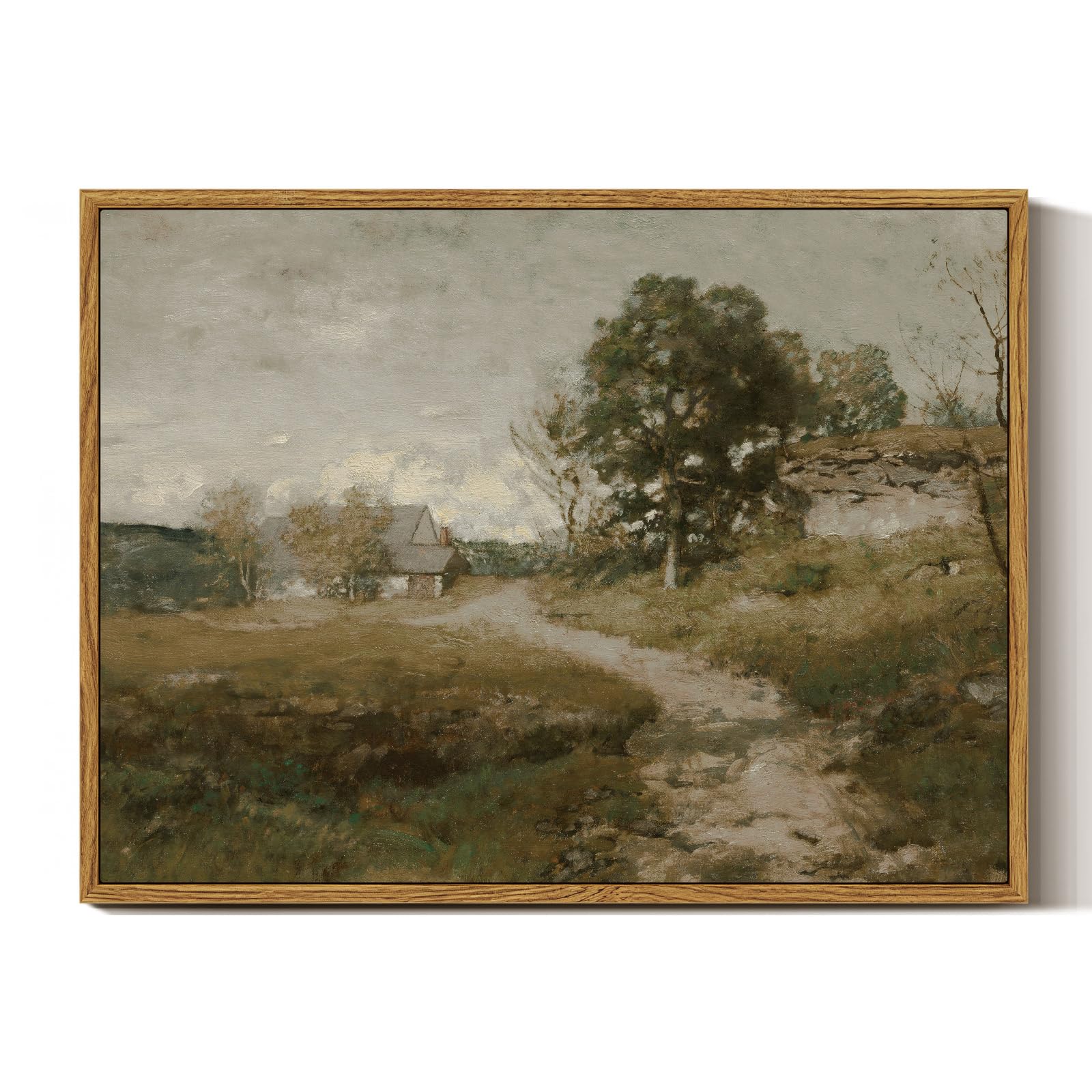 InSimSea Framed Canvas Wall Art - Vintage Countryside Road Pictures, Ready to Hang Painting for Living Room, Office or Bedroom - 12x16in