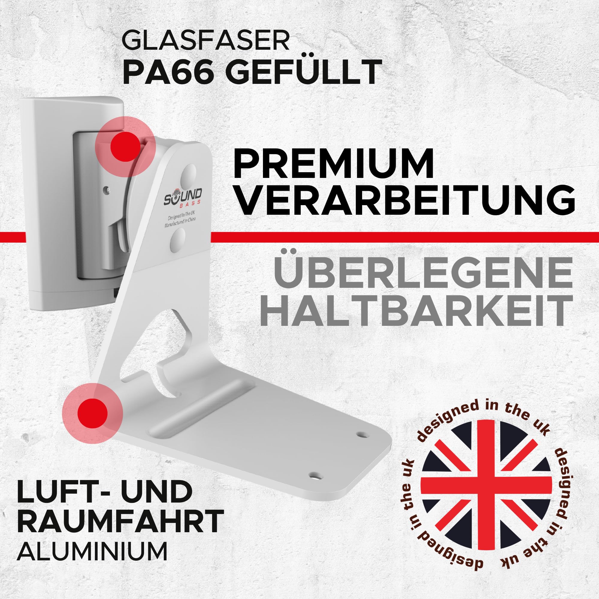 ERA300 Wandhalterung neig- und schwenkbar kompatibel mit Sonos ERA 300 inklusive Montageset Weiß Doppelt
