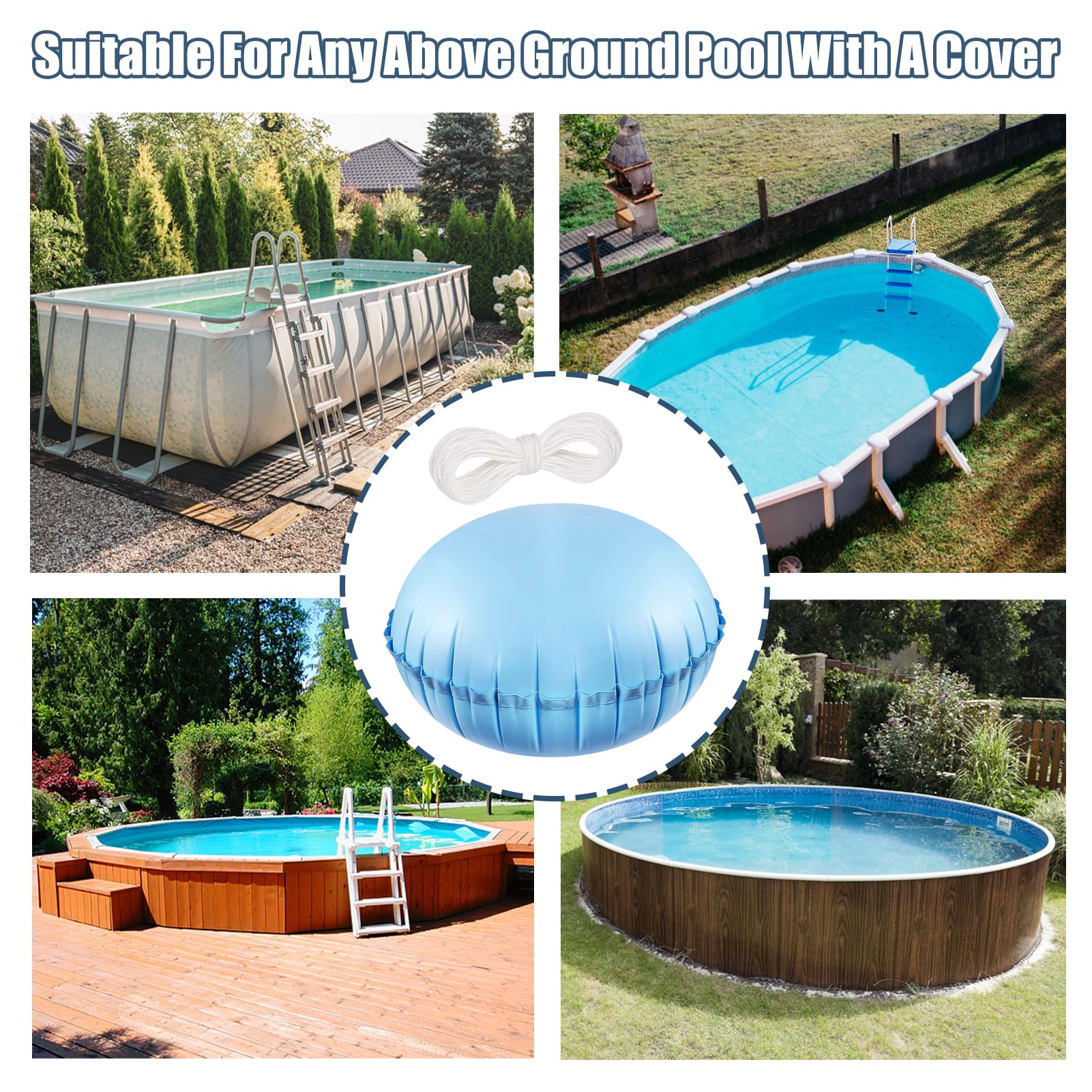 Byhsoep Cojín de aire para piscina, accesorio de invierno, 80 x 80 cm, cojín de aire para piscina de invierno XXL, cojín de piscina de invierno, redondo, 360 cm, protector de invierno engrosado 0,6 mm