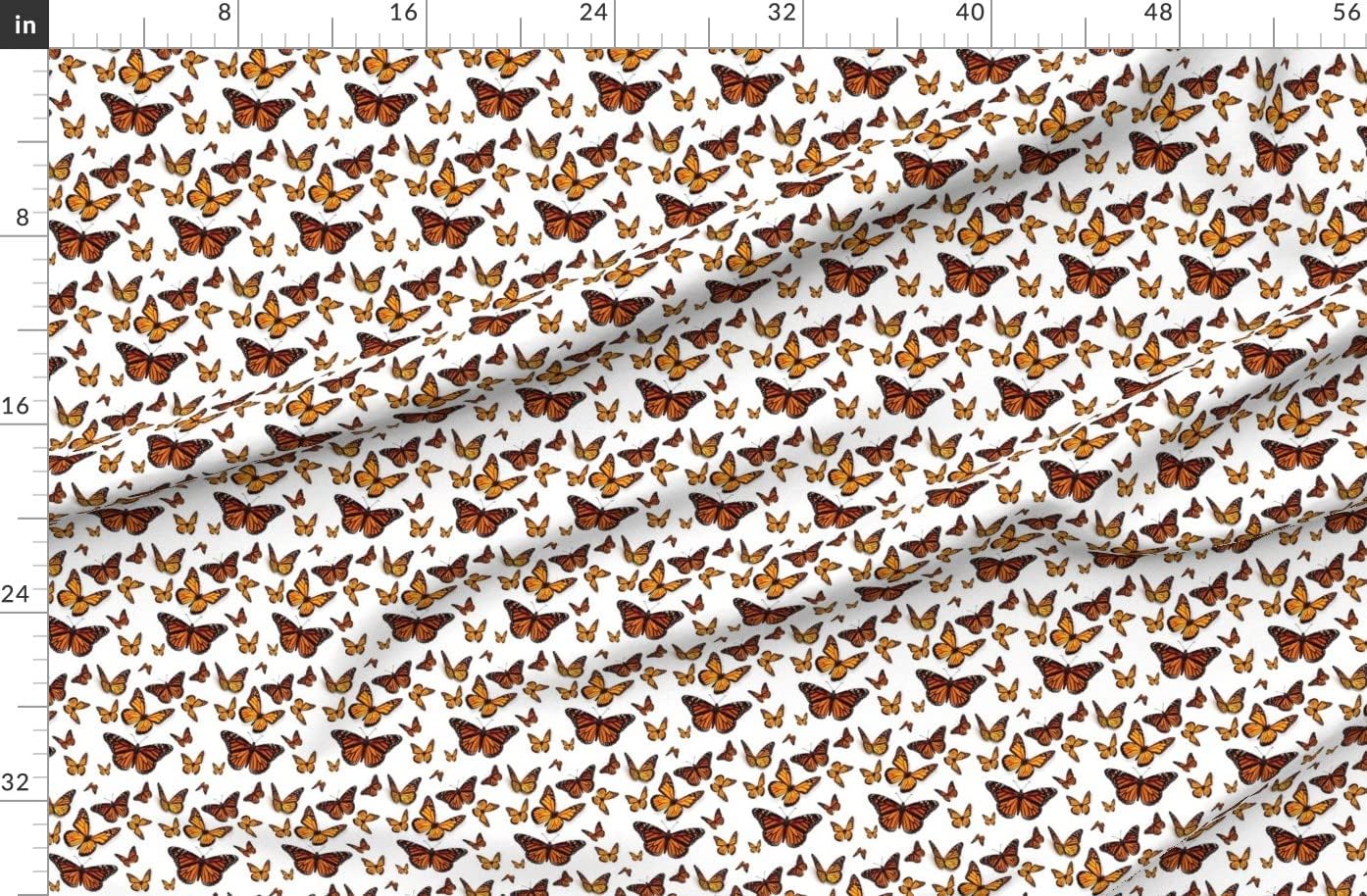 Spoonflower Fabric - Monarch Butterflies Butterfly Orange Nature Bug Insect Printed on Organic Cotton Sateen Fabric by The Yard - Sewing Quilting Apparel Home Decor