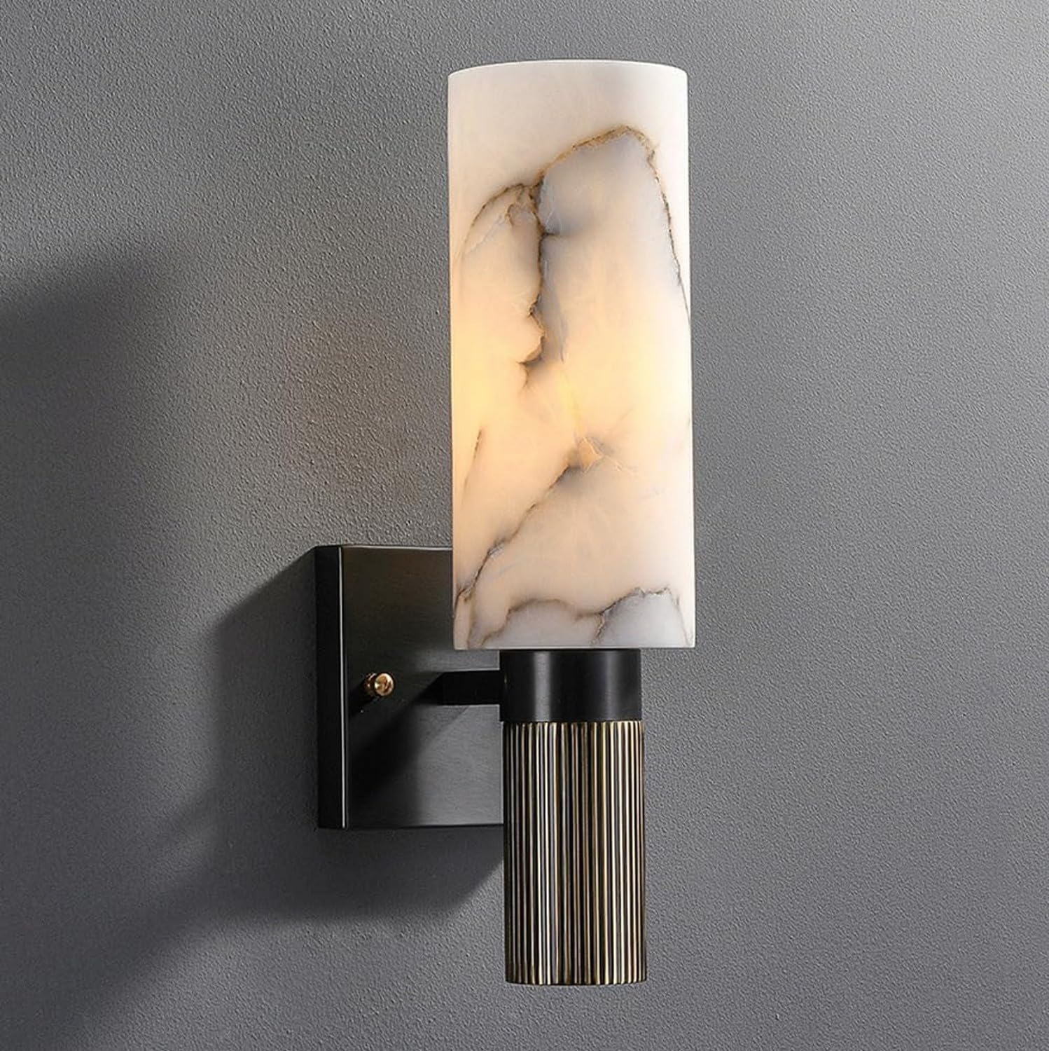 HYJAUSXB Minimalist Marble Wall Sconce, Linear Hallway and Vanity Lamp for Bathroom, Bedroom, Living Room Decor