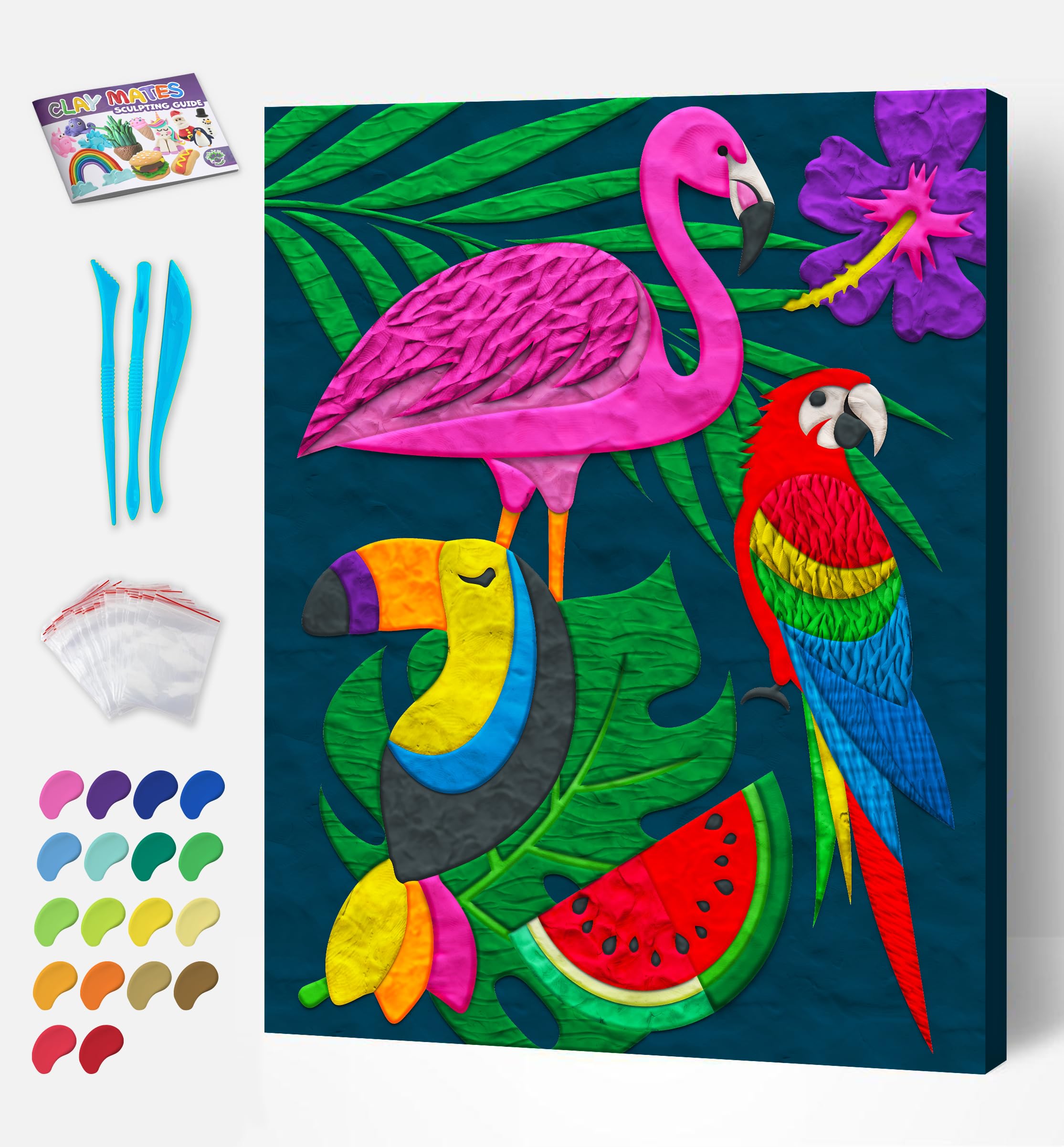 Mess-Free Tropical Clay Painting Kit, Air Dry Clay Modelling Kit - Image 3