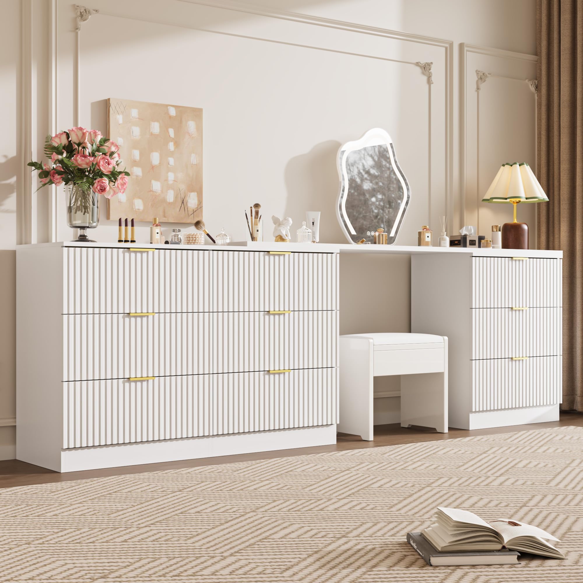 MAISONARIA L-Shaped Rotatable 9 Drawer Dresser for Bedroom, 71