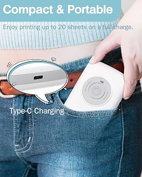 HPRT CP2100 Portable Photo Printer-Grey (2.1 x 3.4) Initial10 Sheets & 40 Sheets Bundle