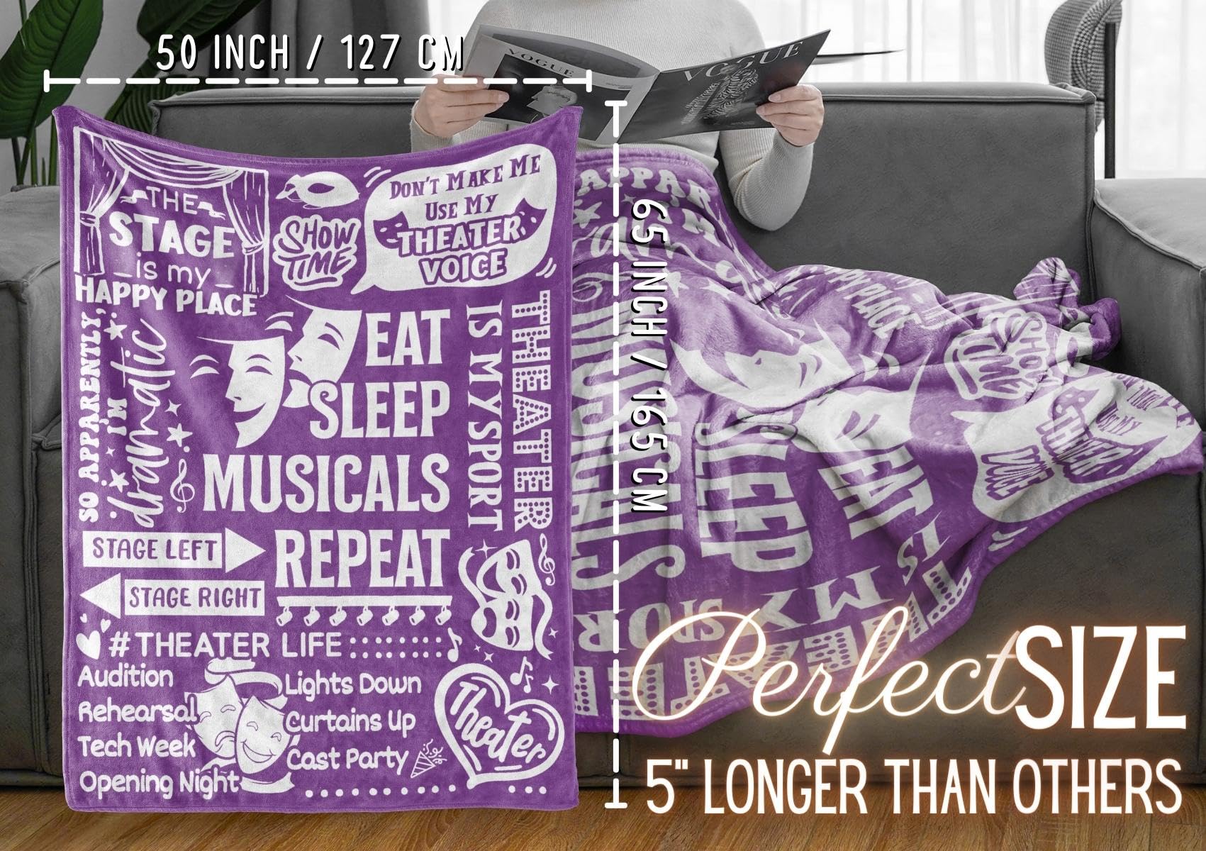 Huglanket Wearable Blanket Hoodie - Oversized Theater Lover Gift, One Size Fits Most - View #5