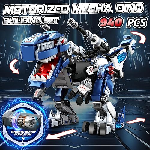 Miniatura 2 de GUDI Juego de construcción de dinosaurio Mech para niños de 8 a 12 años, motorizado 3 en 1, juego de construcción de dinosaurios Mech Rex para niños