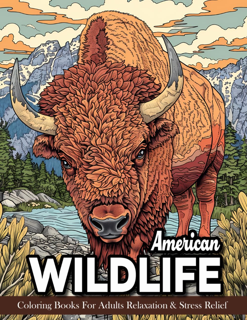 American Wildlife: Coloring Book For Adults Beautiful Wildlife Scenes With Forest Animals, Fauna, Birds And More!
