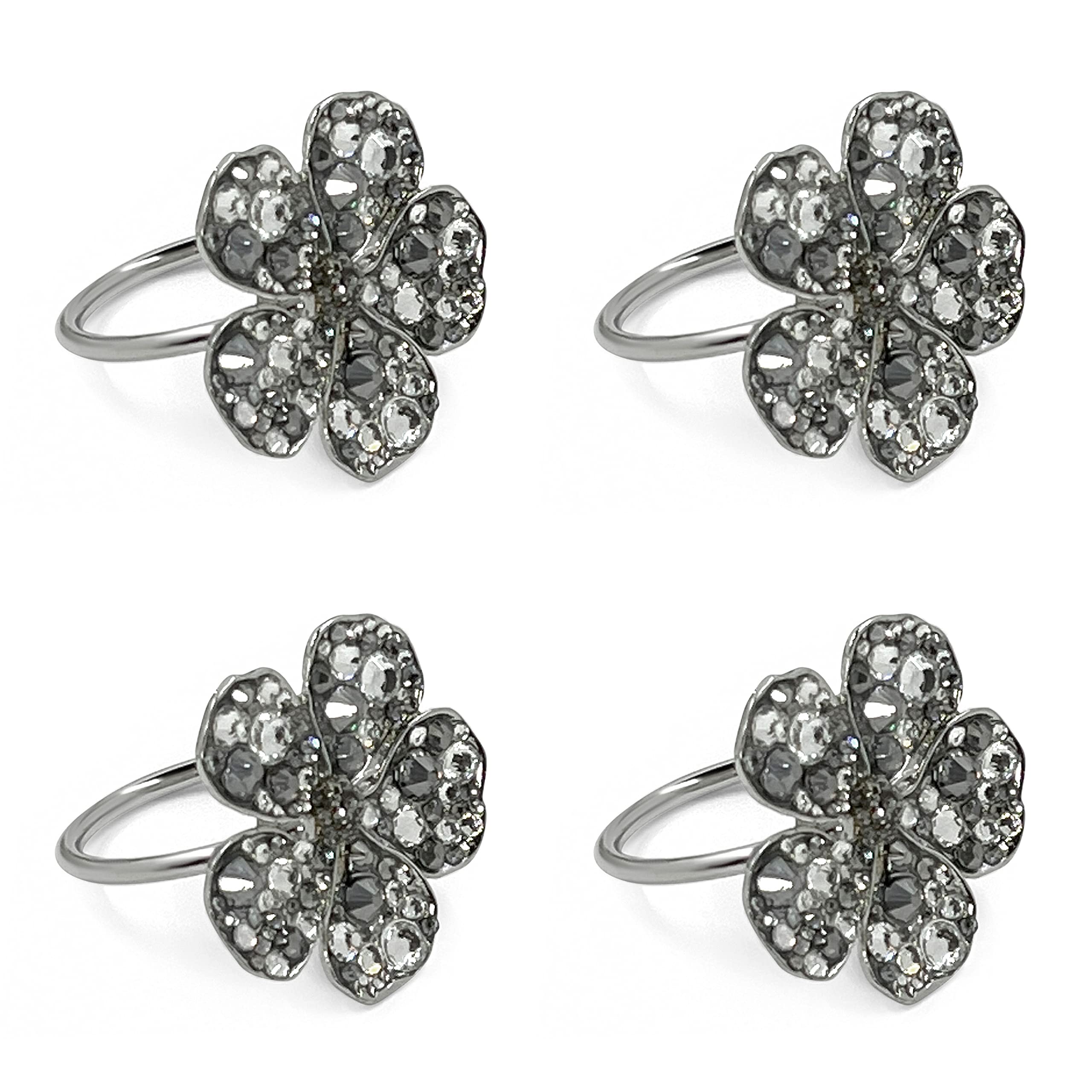 mAmyWinter Flower Napkin Ring Napkin Holder, Set of 4