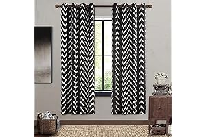 Topfinel Black Tribal Curtains - 63 Inch Chevron Aztec Drapes