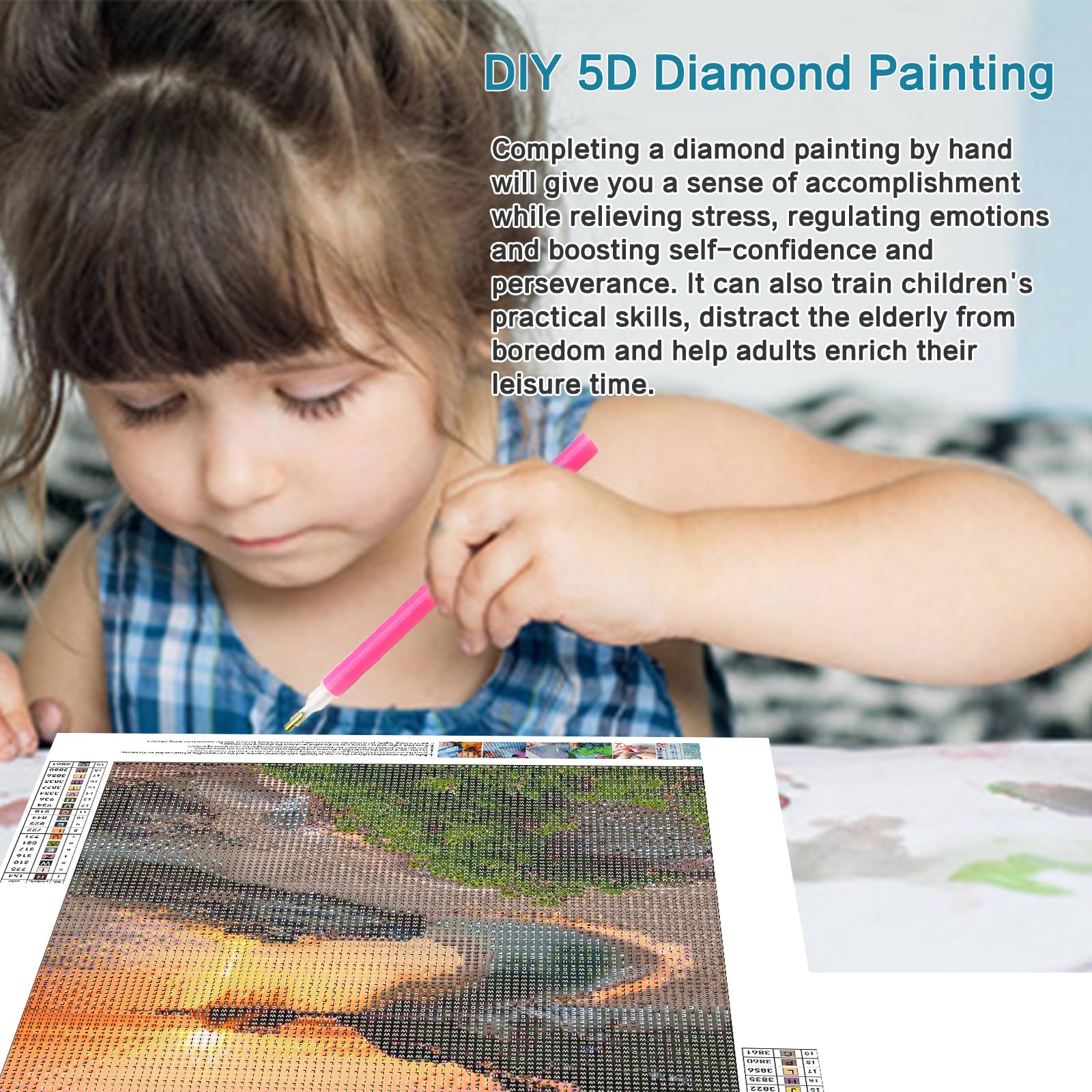 Wkmamo Premium Diamond Painting Set - 6 images, toile pleine perforée