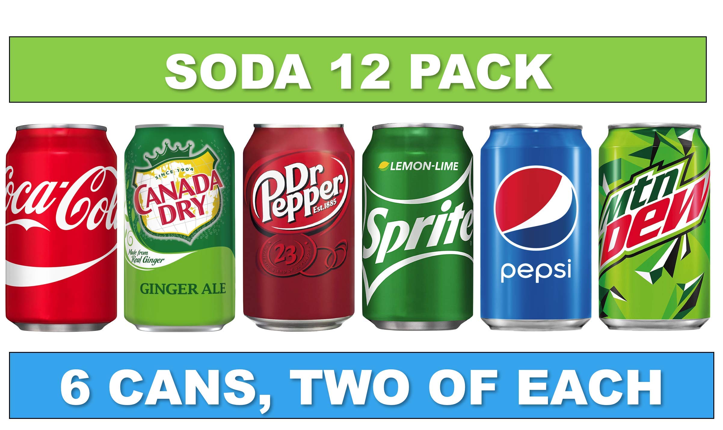 Soda Variety Pack (12 Cans) Bundle of Coke, Pepsi Cola, Dr Pepper