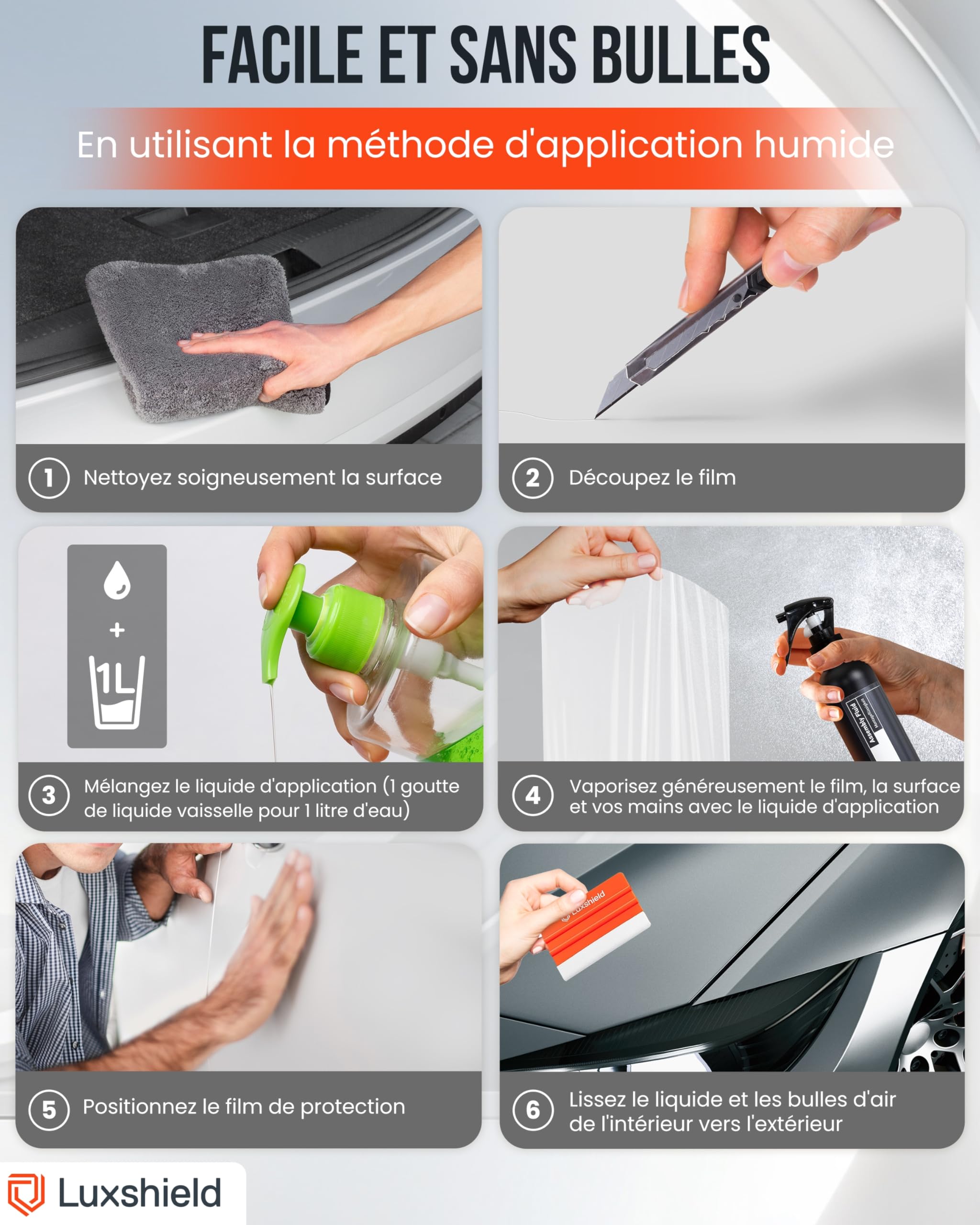 Luxshield Film de protection de peinture 15x200cm pour voitures, motos, vélos - autocollant, au mètre, transparent mat, fabriqué en Allemagne