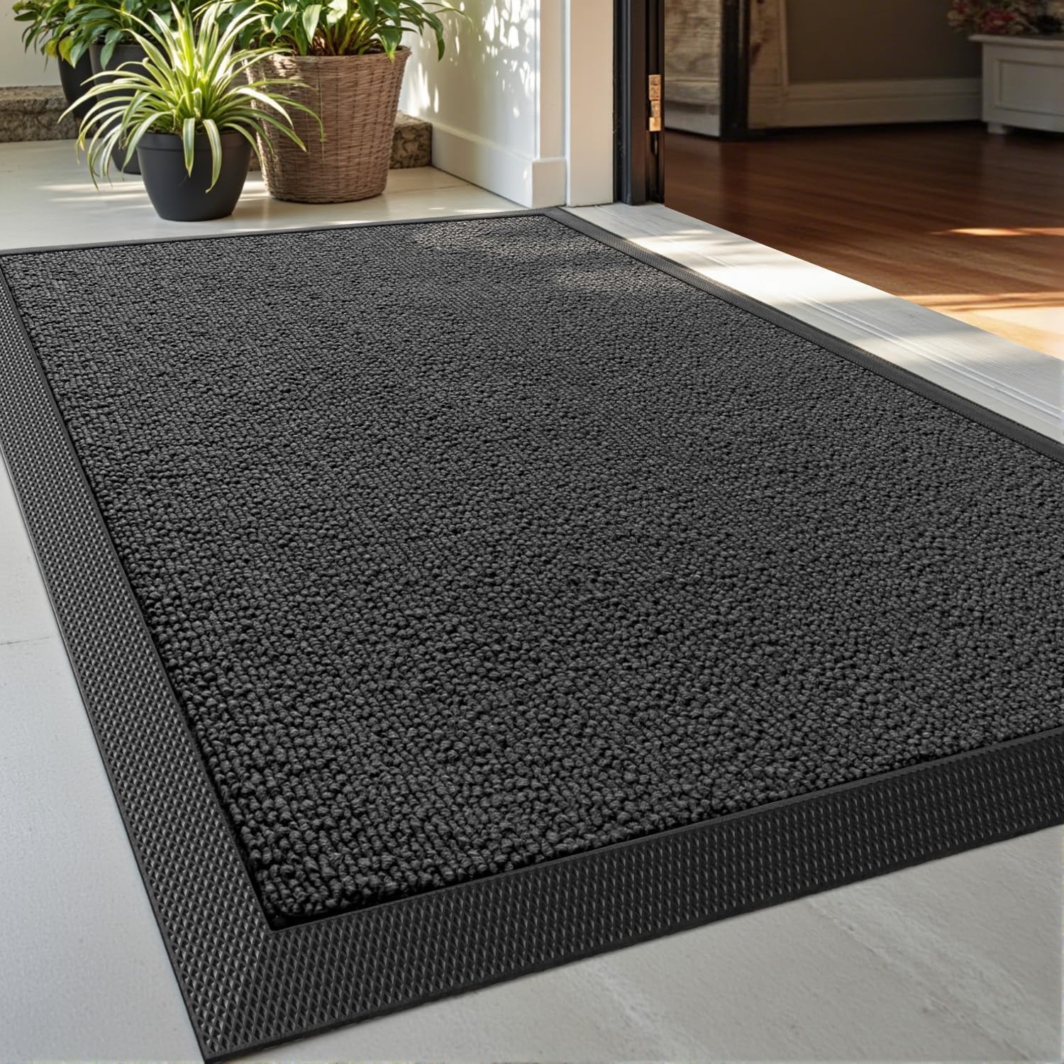 Bestlivings Zerbino di alta qualità, per interni ed esterni (50x75 cm/ Antracite) tappetino catturapolvere, zerbino assorbente, tappeto da porta