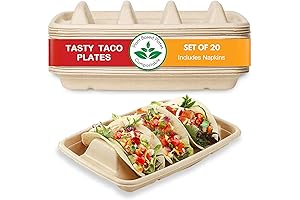 Premium Disposable Taco Plates, 20 Pack with Napkins