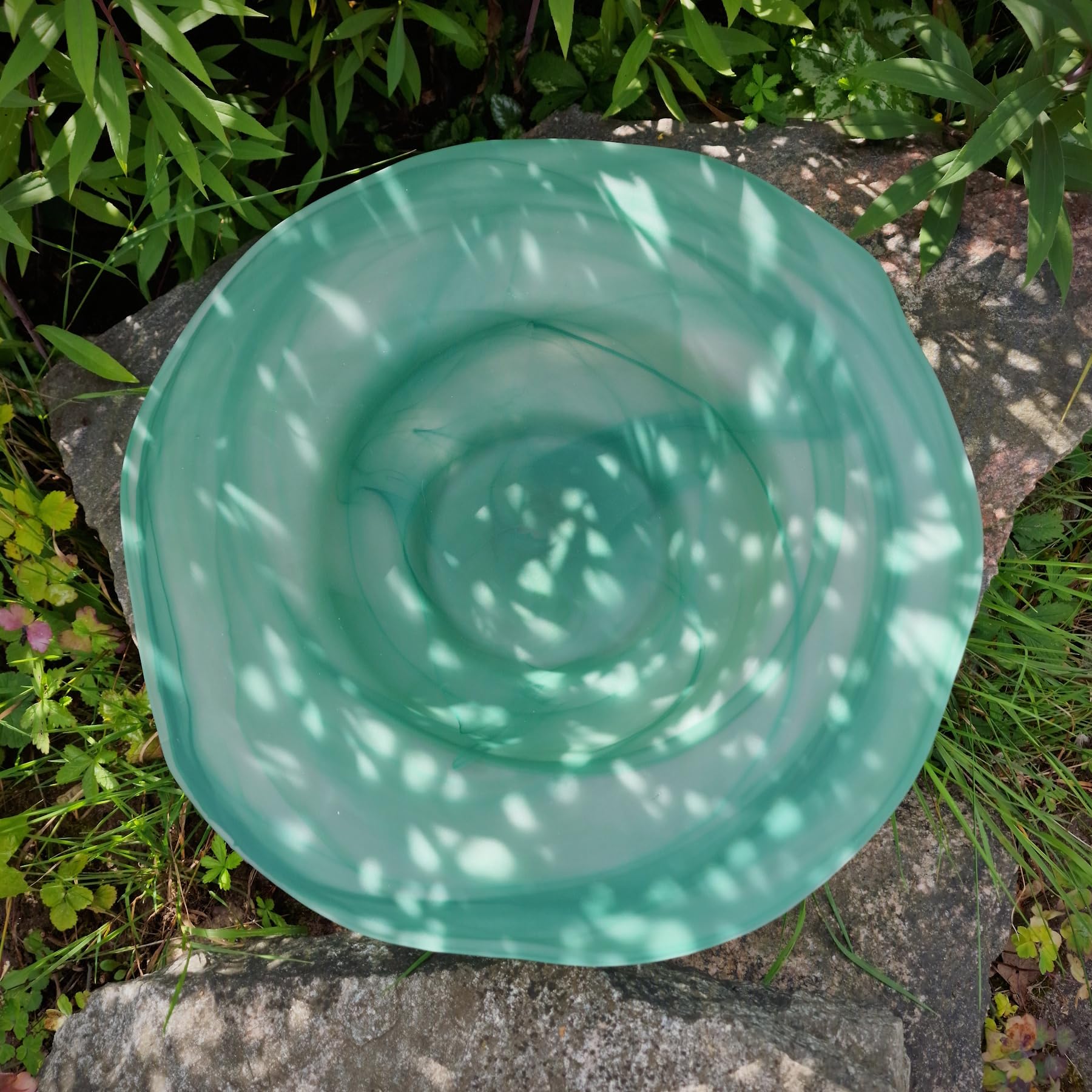 budawi® Alabaster Brunnenschale Flower rund grün, Ø 42 cm für Nebler und Zimmerbrunnen