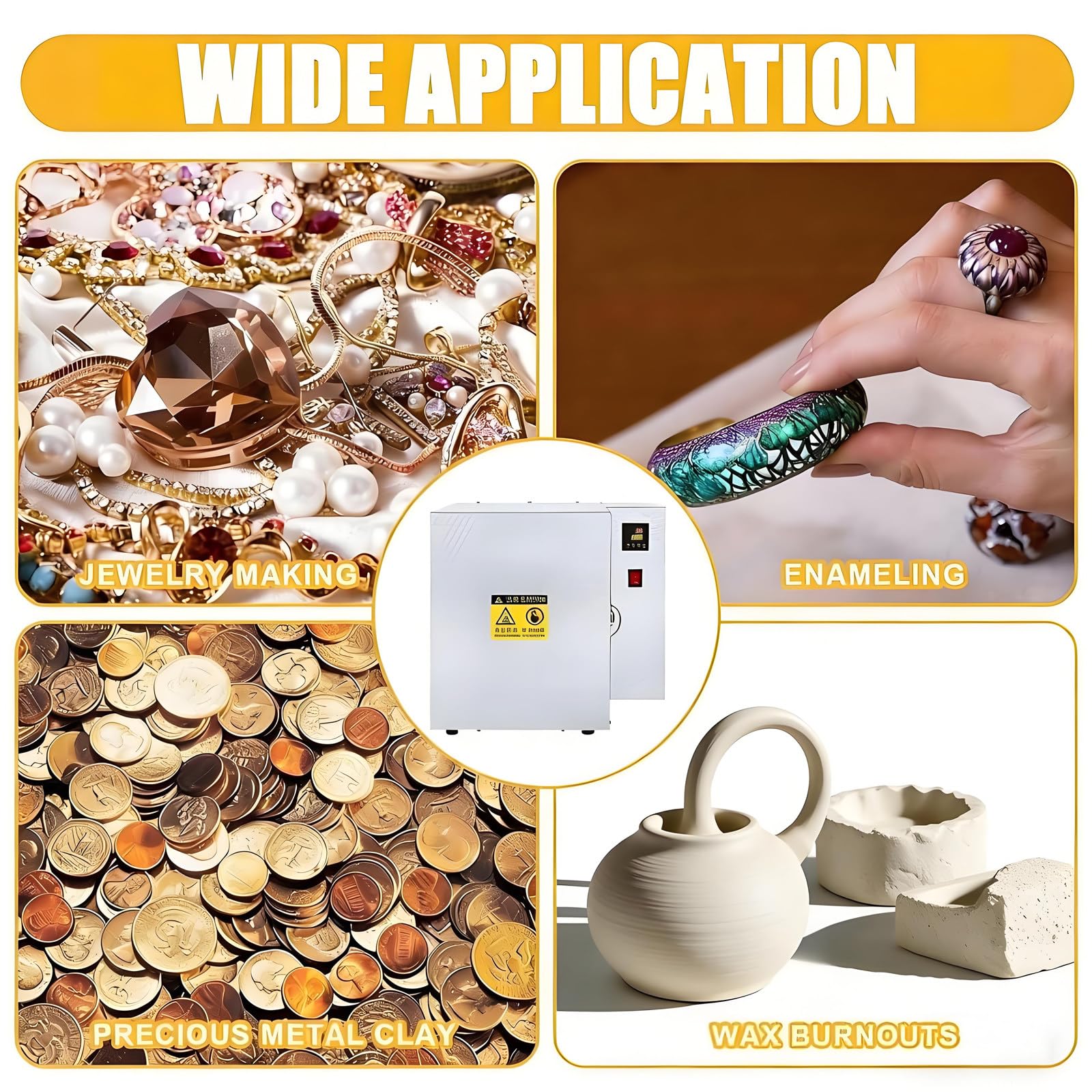 Horno Eléctrico para Cerámica Casera de 1500W, Horno Mufla para Fundición de Metales 800℃, Horno de Tratamiento Térmico con Controlador para Fabricación de Joyas, Esmaltado, Arcilla, Cerámica DIY