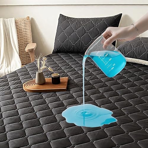 Protector de colchón ajustable impermeable tamaño Queen, protector antideslizante a prueba de orina, resistente a las manchas, regalo ideal para