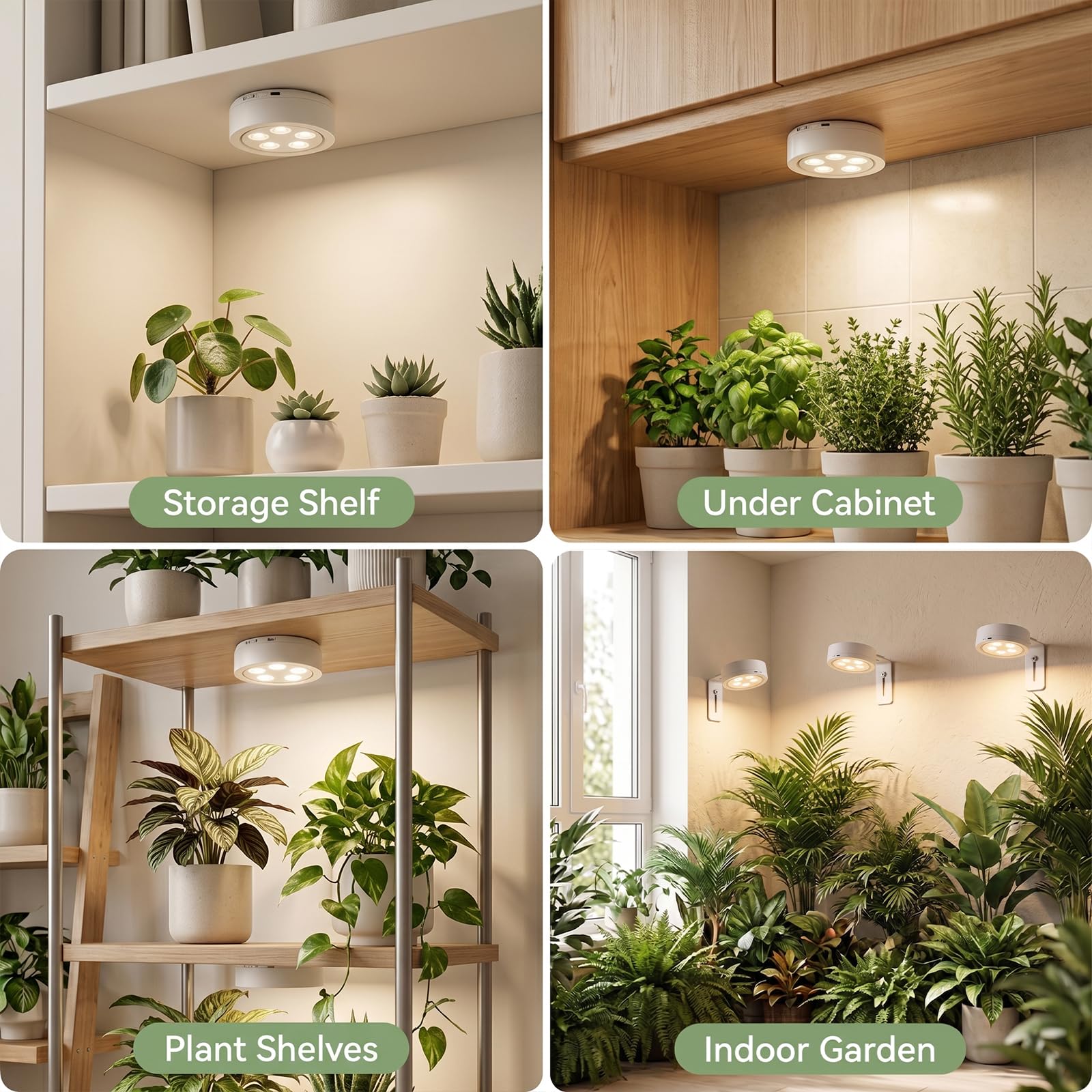 Paquete de 2 luces de cultivo recargables, LED de espectro completo inalámbrico para plantas de interior, montaje magnético, temporizador y control remoto, USB-C de 2000 mAh para estantes