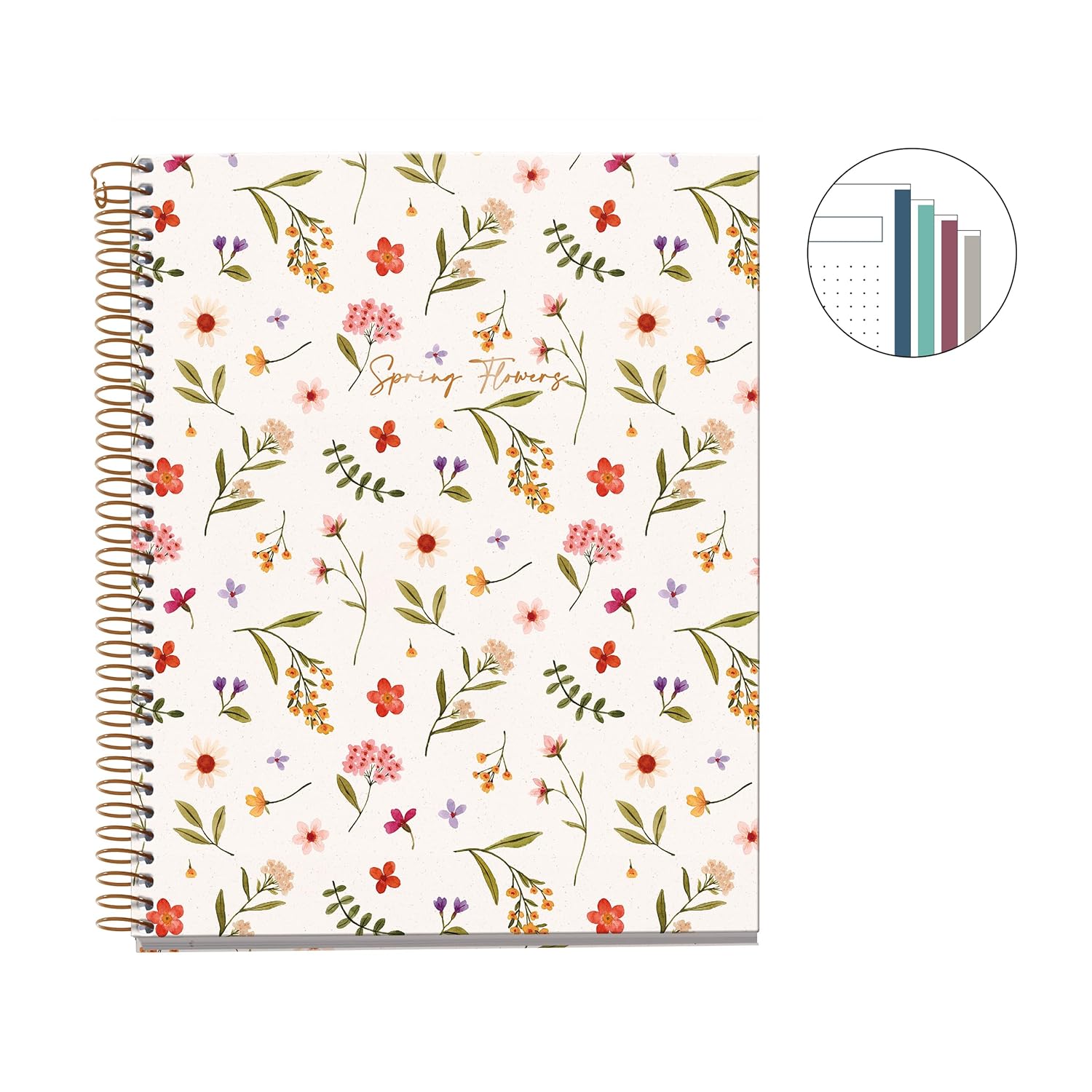 Miquelrius - Dotted A5 Notebook, 100 Micro-Perforated Sheets, Hardcover Notebook and Continuous Spiral, Sustainable Paper, 4 Coloured Sections to Organize, Dots, Pretty Stationery
