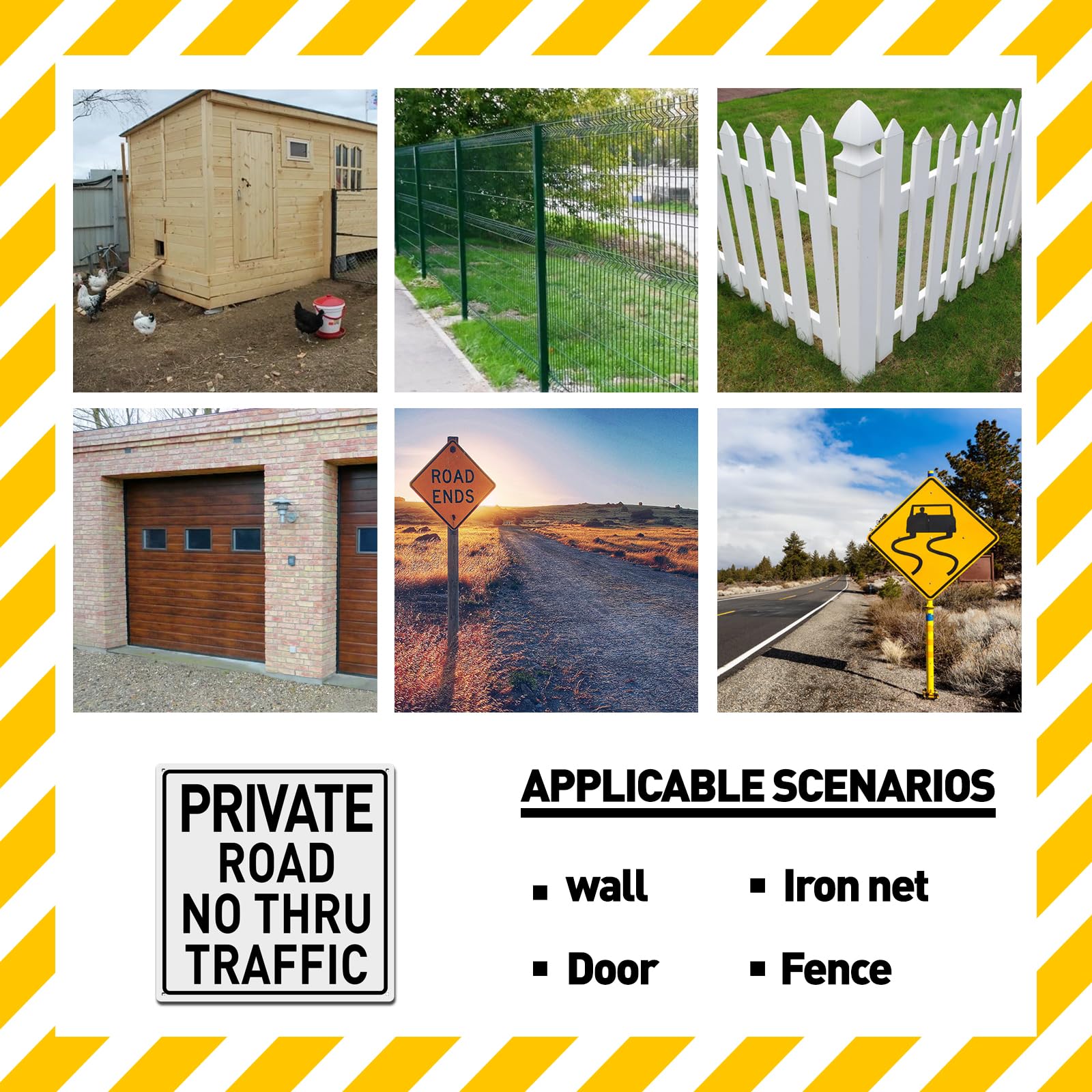 Cartello in alluminio con scritta "Private Road No Thru Traffic, No Trespassing Sign", "Private Drive", 30,5 x 30,5 cm