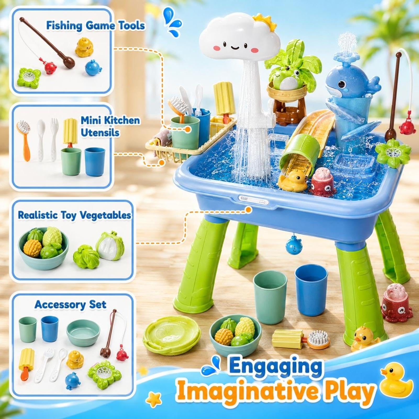 Wassertisch Für Kinder - Wasserspieltisch Mit Pumpe 4 In 1 Sand Und Wasser Spieltisch Ab 3 Jahre