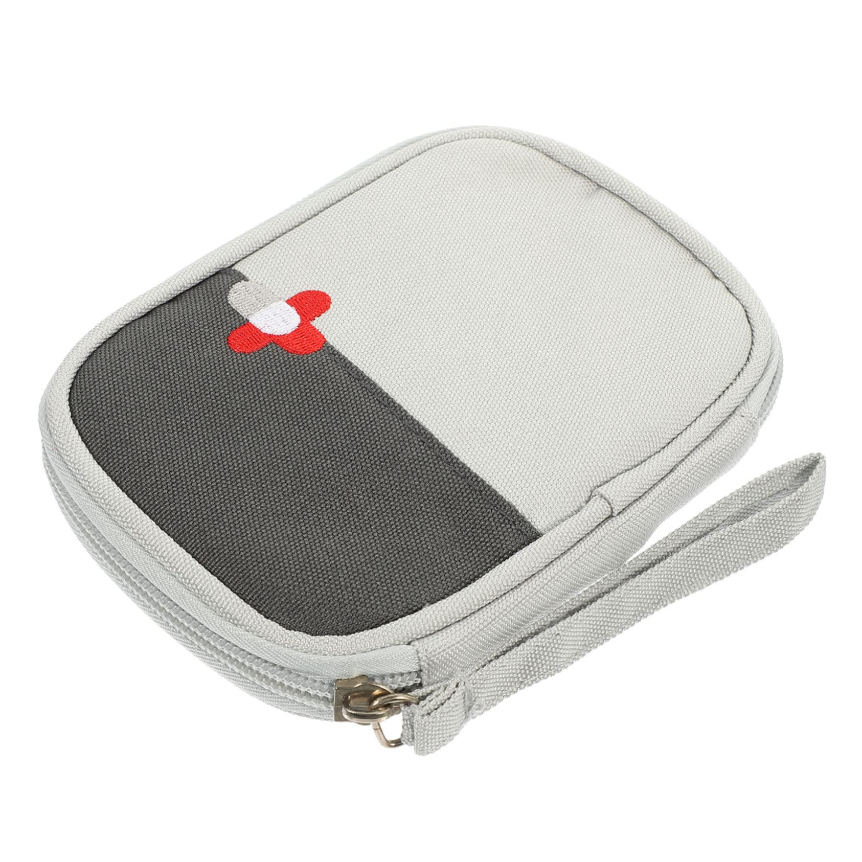 Amosfun Travel Kit Bag Small Handheld Medicine Pouch Gray Lightweight Outdoor Storage Organizer for Hiking and Household Emergency Use