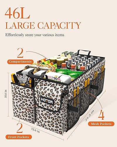 Vista 30 de HOTOR Organizador plegable para maletero, compatible con SUV y sedán, 3 compartimentos, negro, 31.9 x 12.6 x 10.6 pulgadas, organización