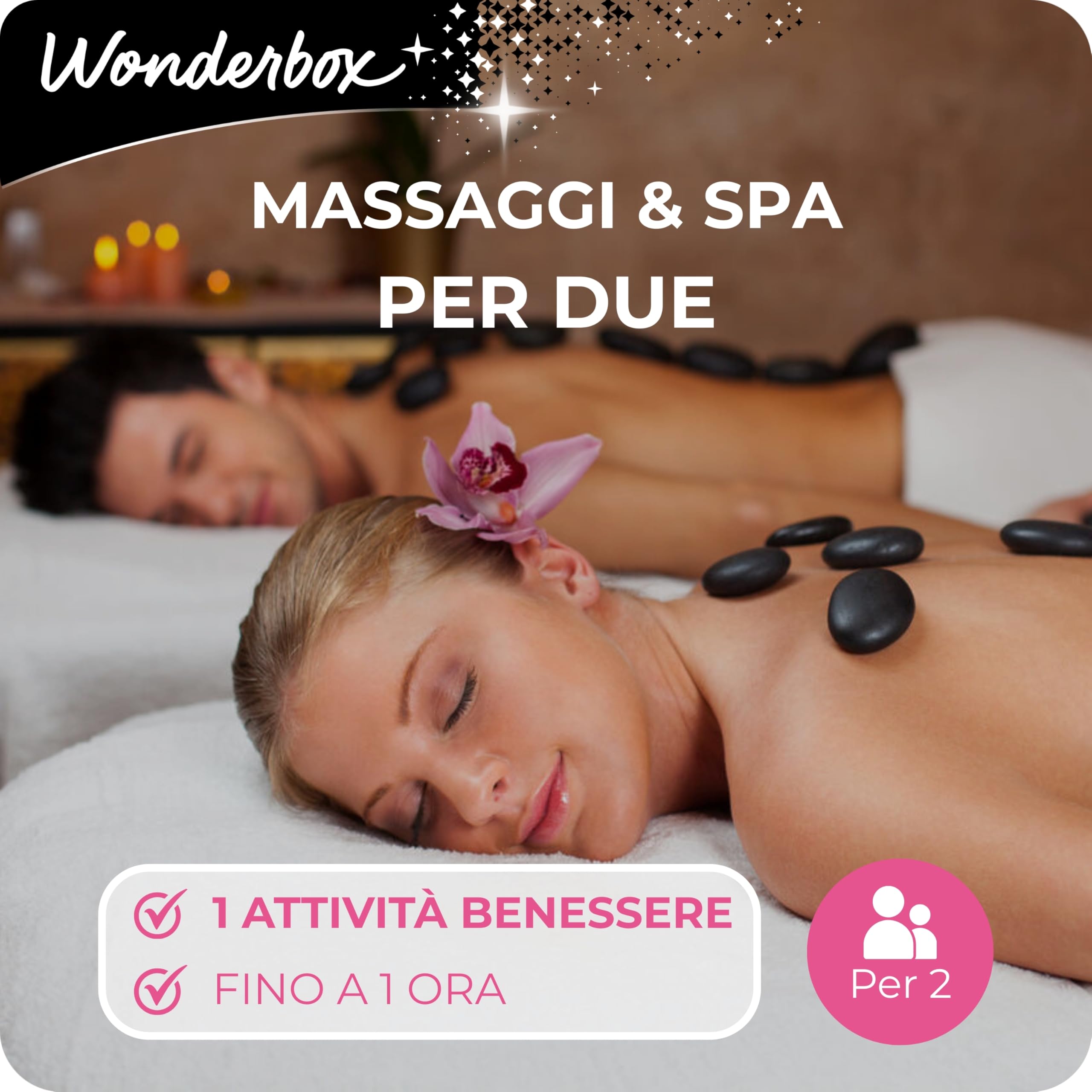 WONDERBOX - Cofanetto Regalo - Massaggi & Spa per Due - per 2 Persone | 1 attività benessere a scelta - Più di 1700 esperienze - Massaggio con pietre calde, accesso privato alla spa, bagno turco