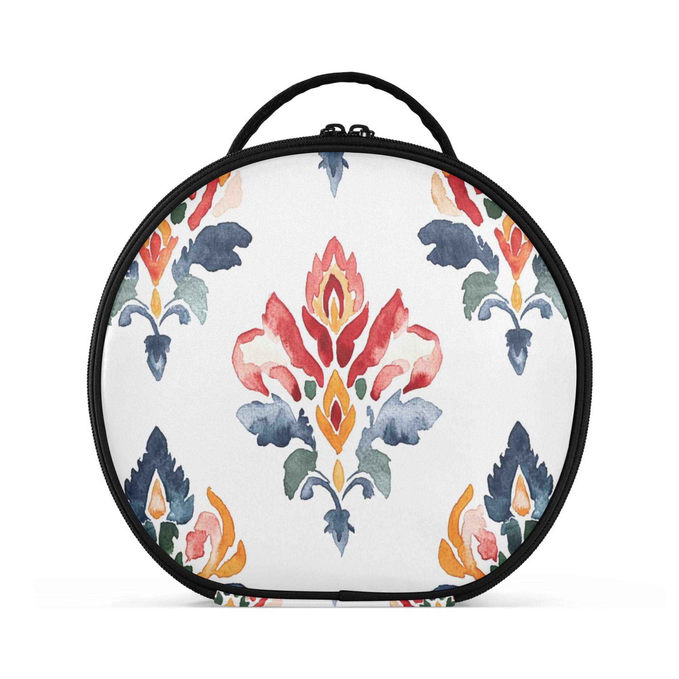 Takiito Watercolor Colorful Floral Travel Makeup Case Portable Makeup Box Artist Cosmetic Case Organizer With Adjustable Dividers