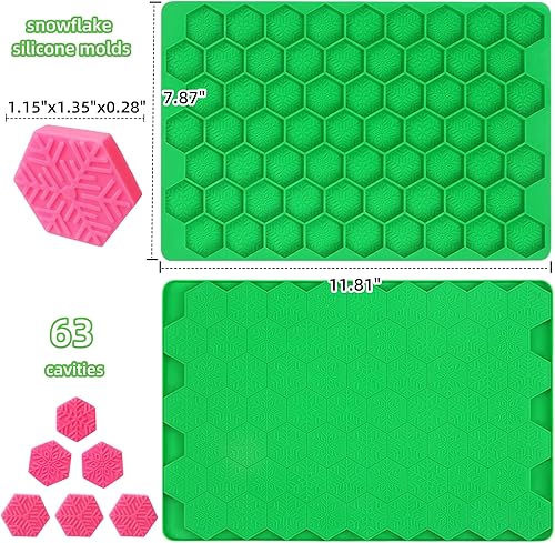 Miniatura 6 de Tadonyny Moldes de silicona hexagonales de copos de nieve para caramelo gomoso de chocolate, hoja de copo de nieve hexagonal para derretir moldes