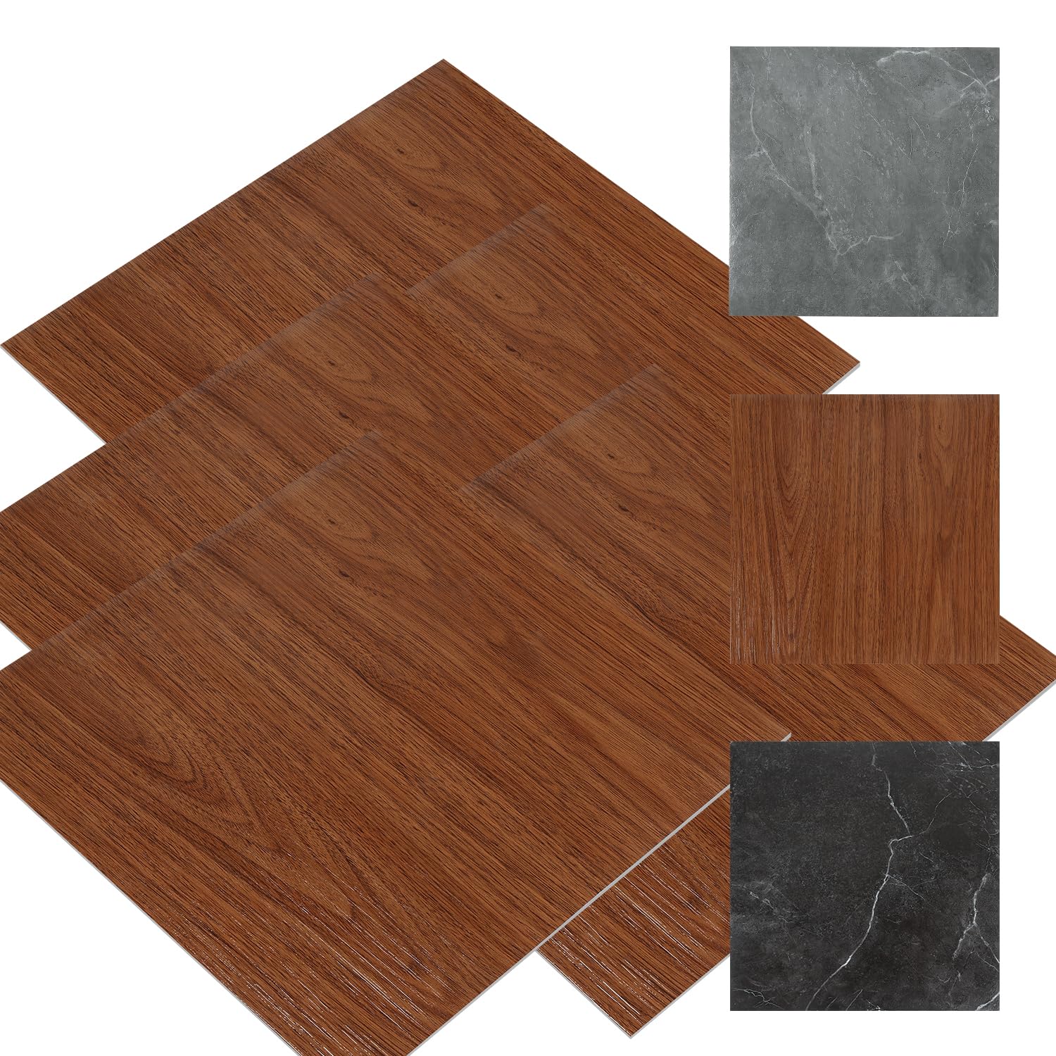 Revestimiento de suelo de PVC de 30 x 30 cm, autoadhesivo, 44 azulejos, 4 m², suelo de vinilo efecto mármol, resistente al agua, antideslizante, cortable, baldosas para salón o dormitorio