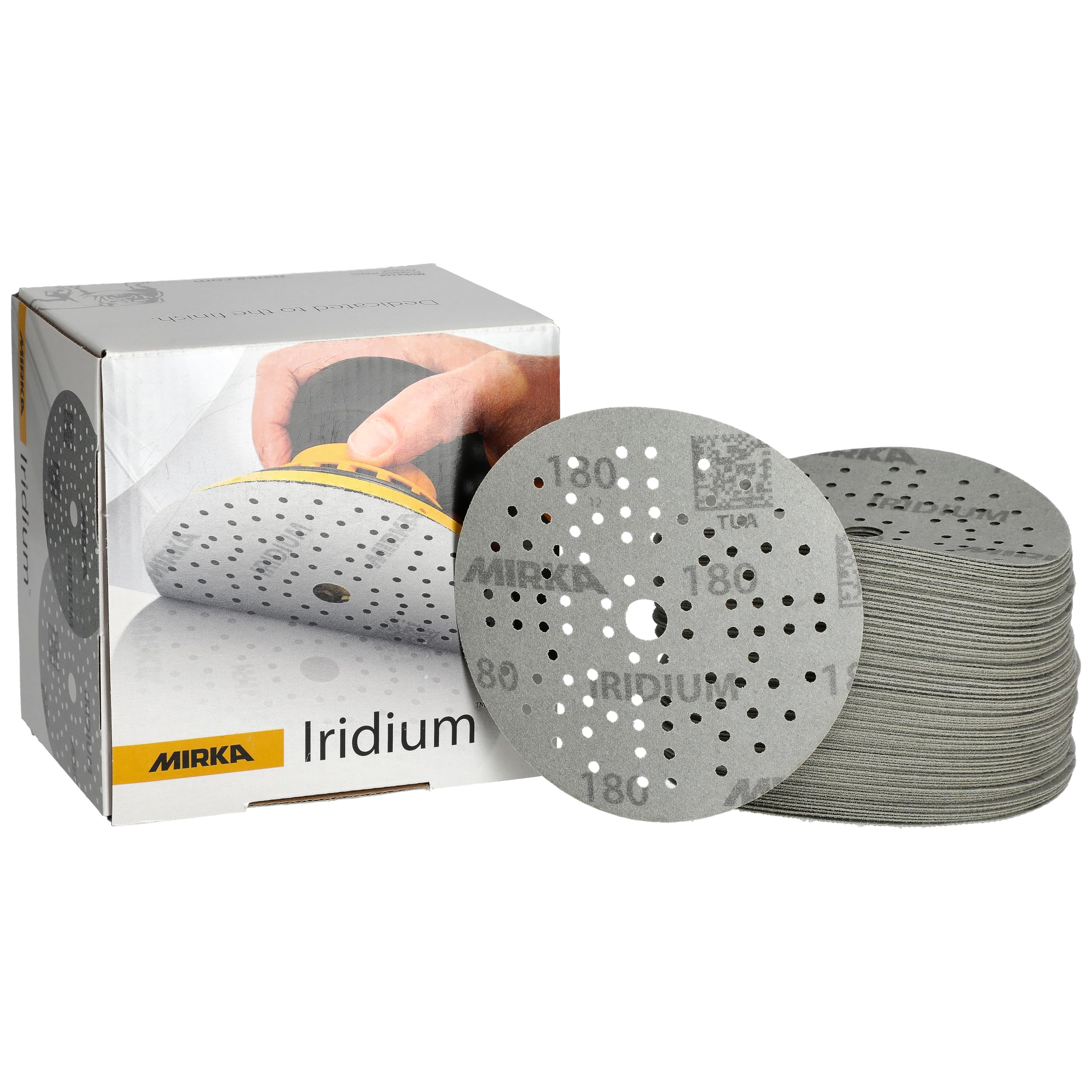 Mirka Iridium Premium Sandpaper 125mm Hook & Loop 180 Grit 100 pcs