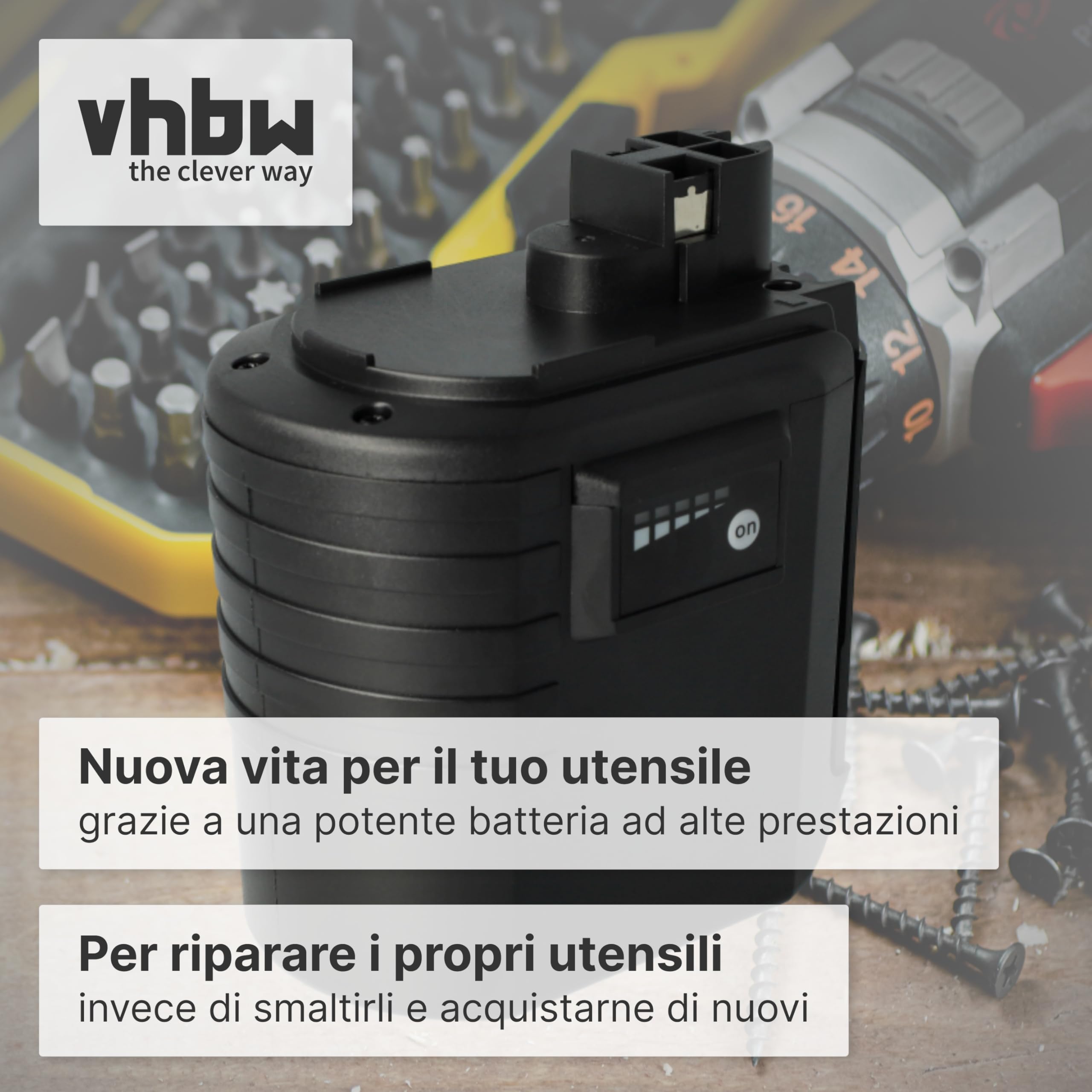 vhbw Batteria compatibile con Würth ABH 20, ABH 20-SLE attrezzi da lavoro (3000mAh, 24V, NiMH)