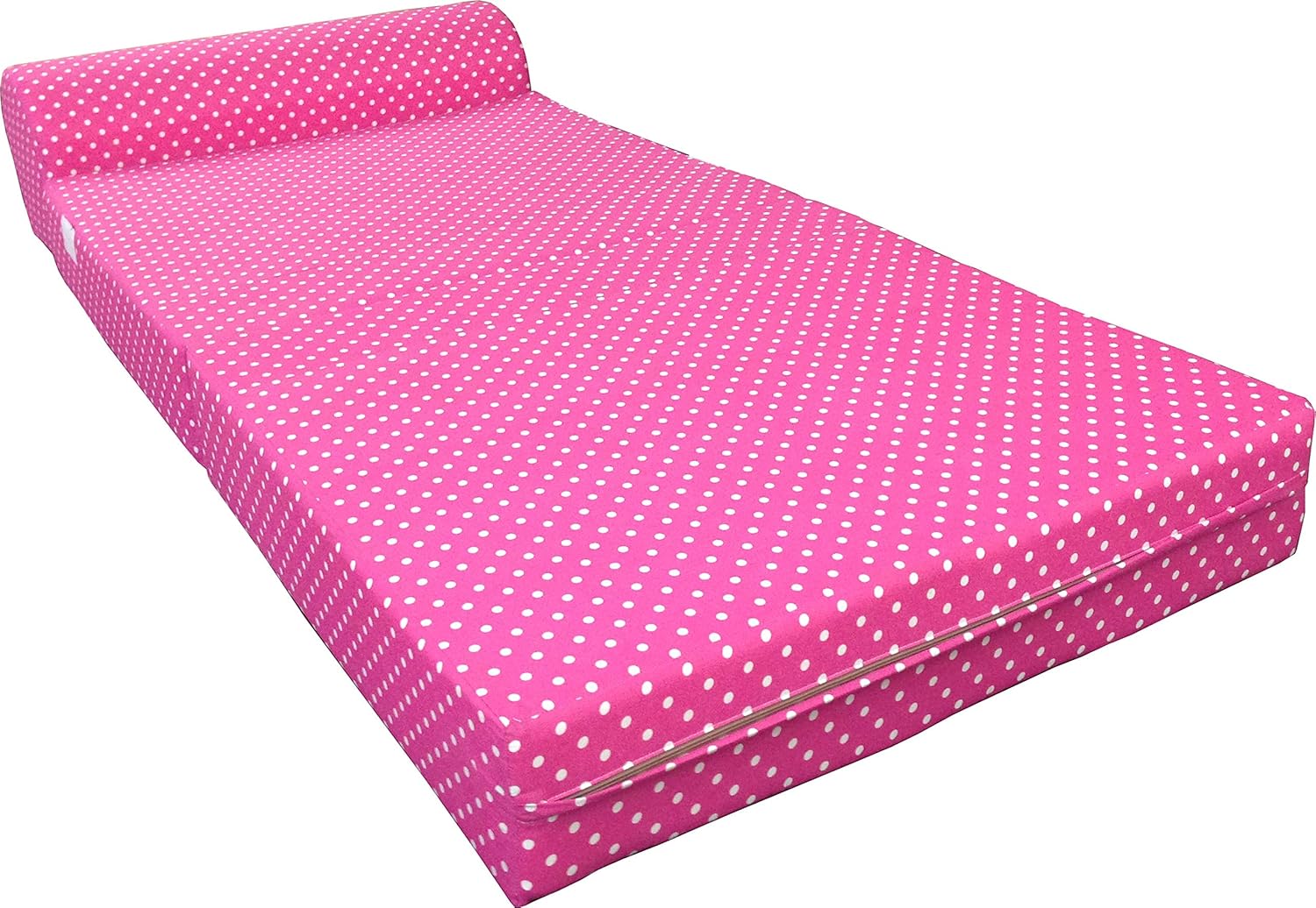 D&D Futon Furniture Sleeper Chair Folding Foam Beds, Portable Studio Guest Sofa Bed 6 x 32 x 70 Polka Dots Pink