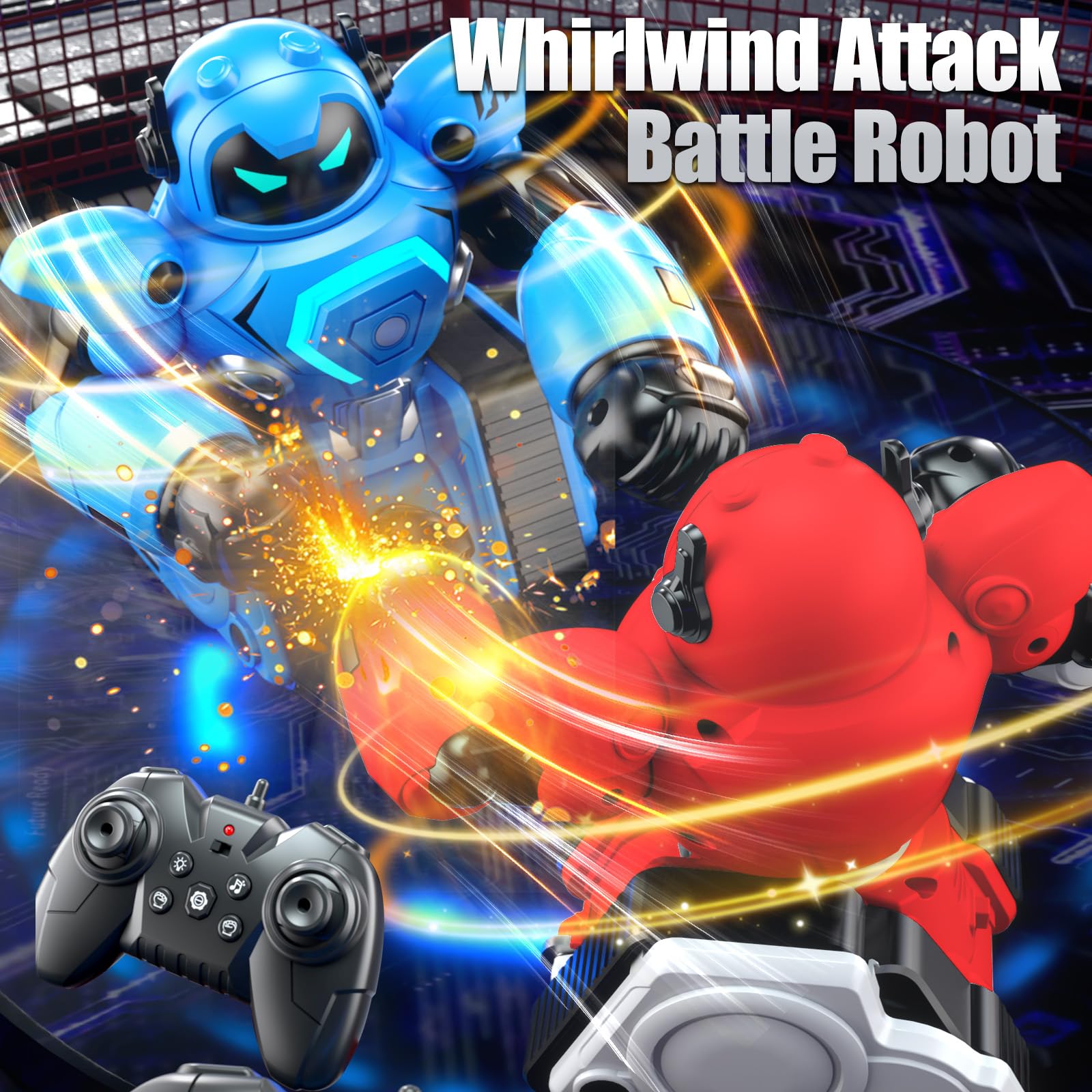 OBEST Robot teledirigido Kombat, juego de boxeo, fútbol, duelos, parachoques de aerosol, luces LED y sonido