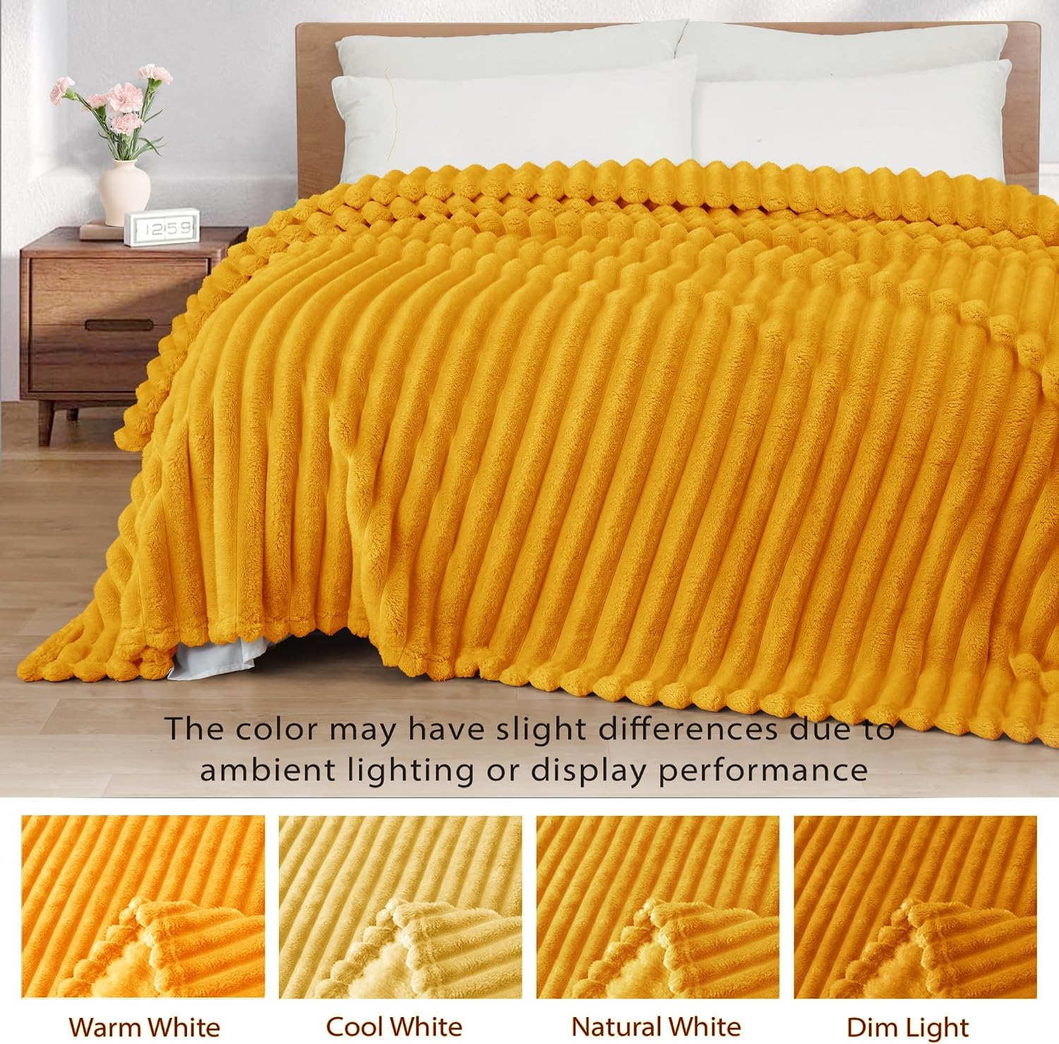Exclusivo Mezcla Striped Queen Size Fleece Blanket for Bed, Couch, 90"x90" image 3