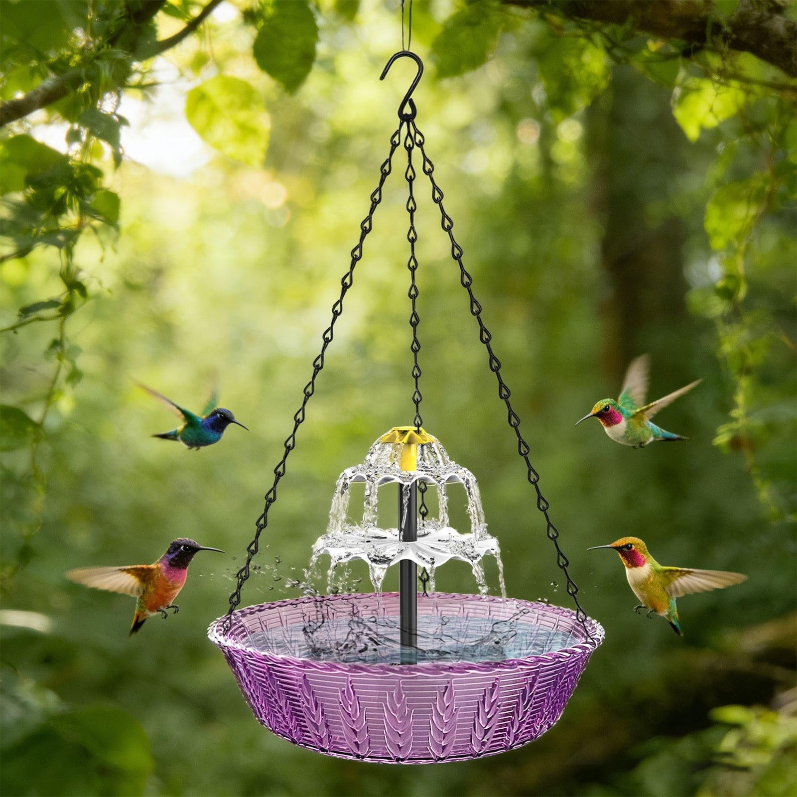 Abbeveratoio Per Uccelli Sospeso, Beverino Uccelli Selvatici Da Giardino, Abbeveratoio Per Uccelli Con Uccellini Decorativi In Metallo Balcone E Terrazzo