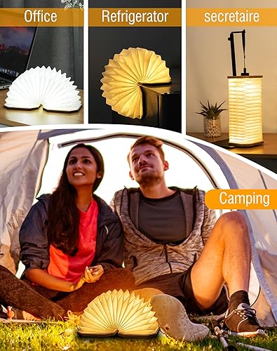 Miniatura 6 de ZBOLE Originality - Lámpara plegable de órgano, lámpara de escritorio portátil de madera, iluminación ambiental, linterna de papel LED creativa con