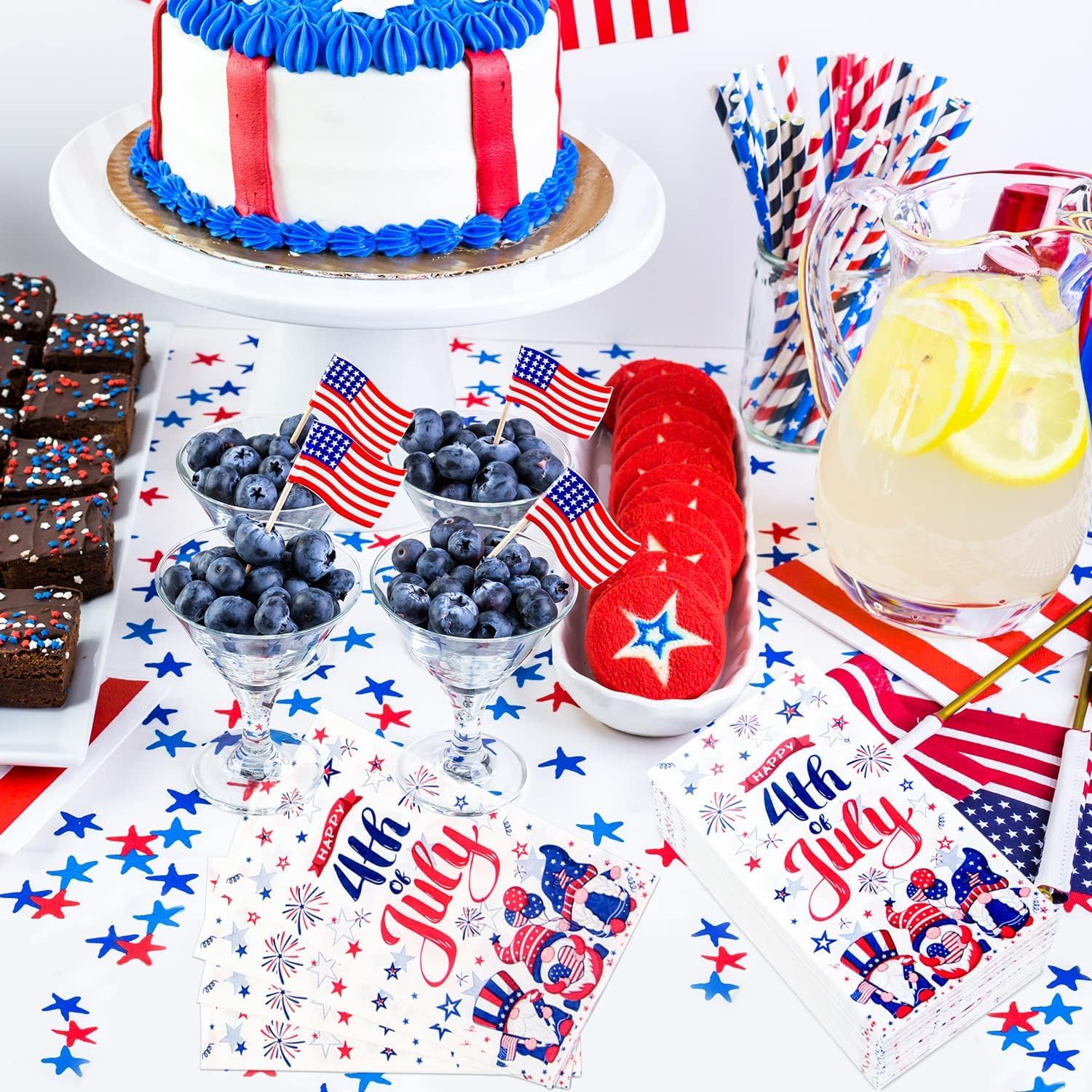 200 servilletas decorativas del 4 de julio, servilletas de papel desechables para el Día de los Caídos, para el Día de la Independencia, 4 de julio, suministros de fiesta