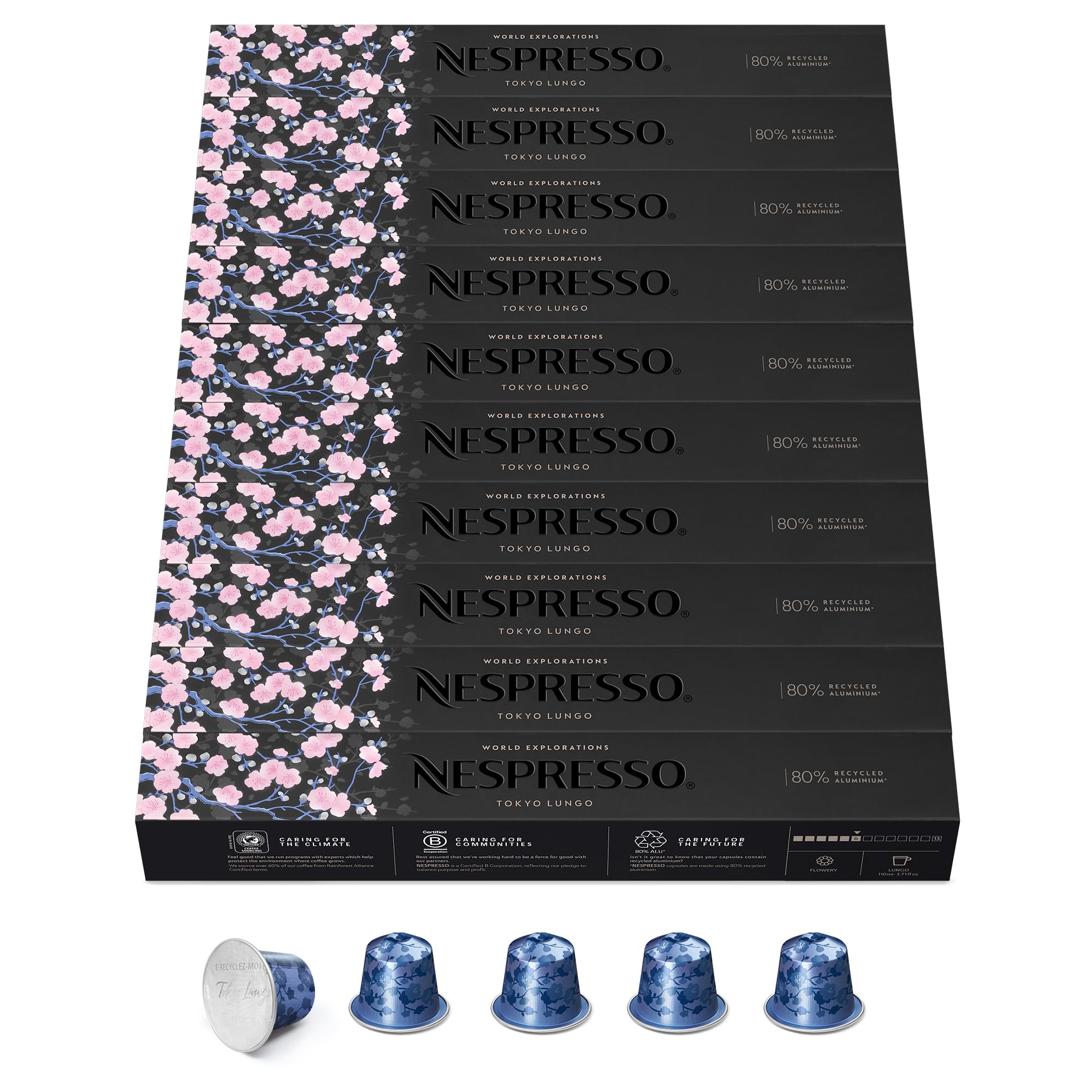 NESPRESSO ORIGINAL Tokyo Lungo 100 Kaffeekapseln | Arabica Kaffee, Mittlere Röstung, Intensität 6