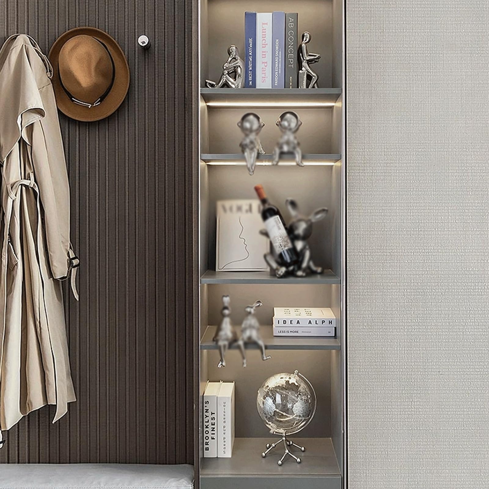Podpórki do książek na półki dekoracyjne nowoczesne srebrne ceramiczne abstrakcyjne figurki podpórki do książek - ciężkie końcówki książek i dekoracyjny unikalny uchwyt na półki na książki do czytania