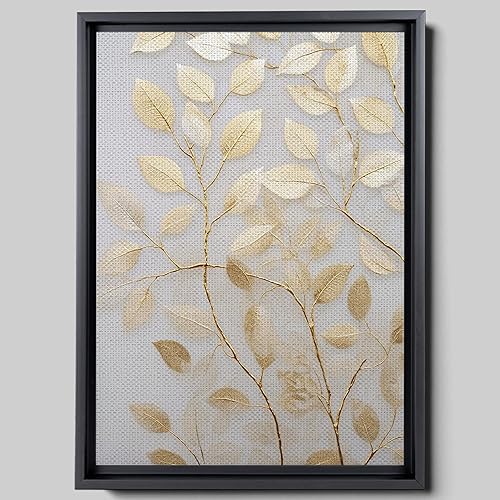 Original Ginkgo biloba Print On Canvas, Modern Textured Gold Wall Art, Abstract Gold Leaves Print, Living room Wall Decor, Wall Art Canvas, Print