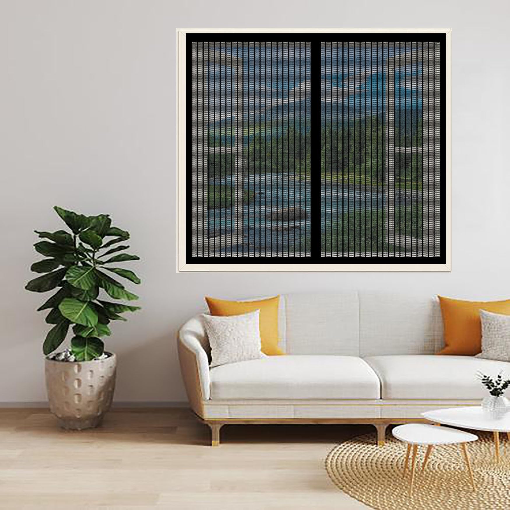 Moustiquaire fenêtre 54x62 sans percer anti-moustique poussière noir sur mesure
