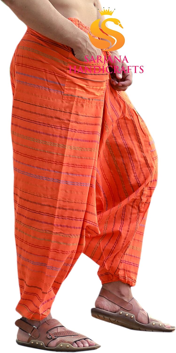 SARJANA HANDICRAFTS Men's Cotton Harem Genie Dance Yoga Alibaba Hippie Pants - Image 2