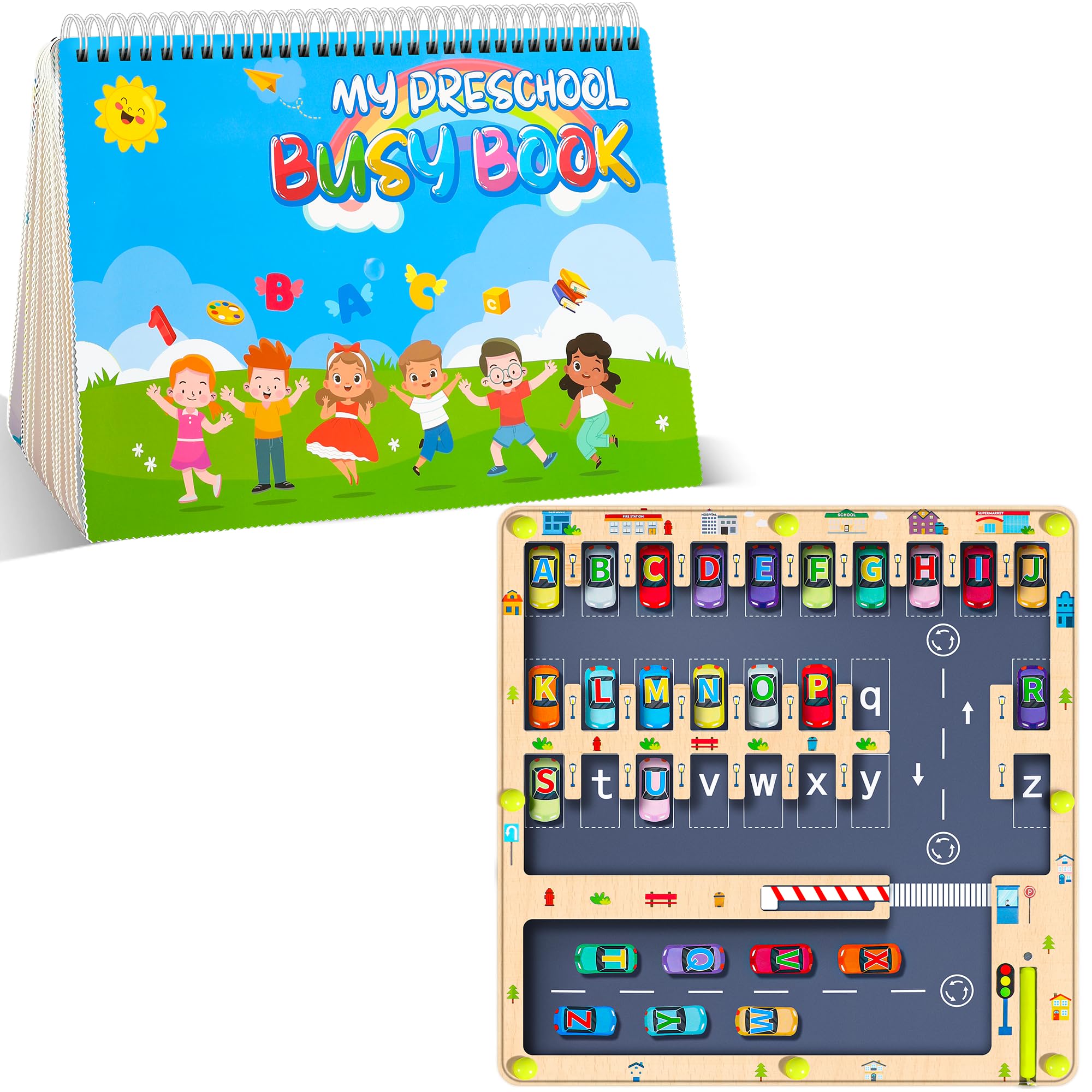Magnetic Alphabet Maze Letter Puzzle, ontessori 32 Thems Busy Book for Toddlers